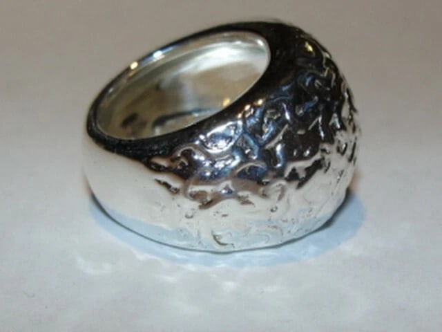 Sterling Silver Dome Textured Cocktail Ring - 3