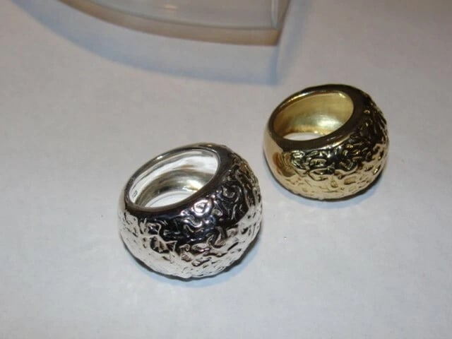 Sterling Silver Dome Textured Cocktail Ring - 5