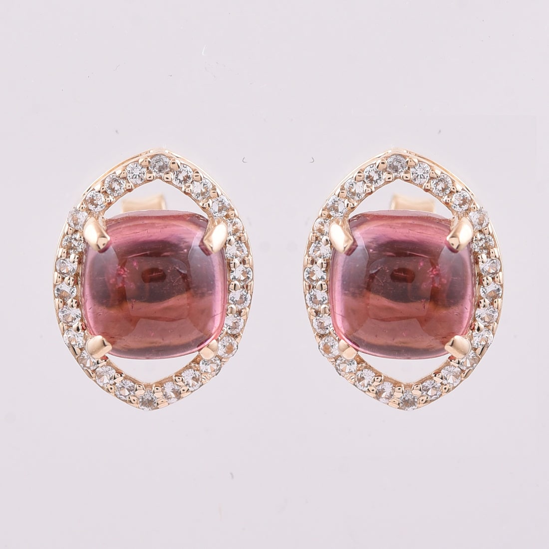 2.96 Ct Cushion Tourmaline 9K Gold Earrings: 2.96 Total Carat Tourmaline 9K Gold Earrings Specifications: Total Weight 1.8 g Center Gemstone Tourmaline Gemstone Carat Weight 2.72 Carats Gemstone Measurements 6X6 mm Additional Gemstones White