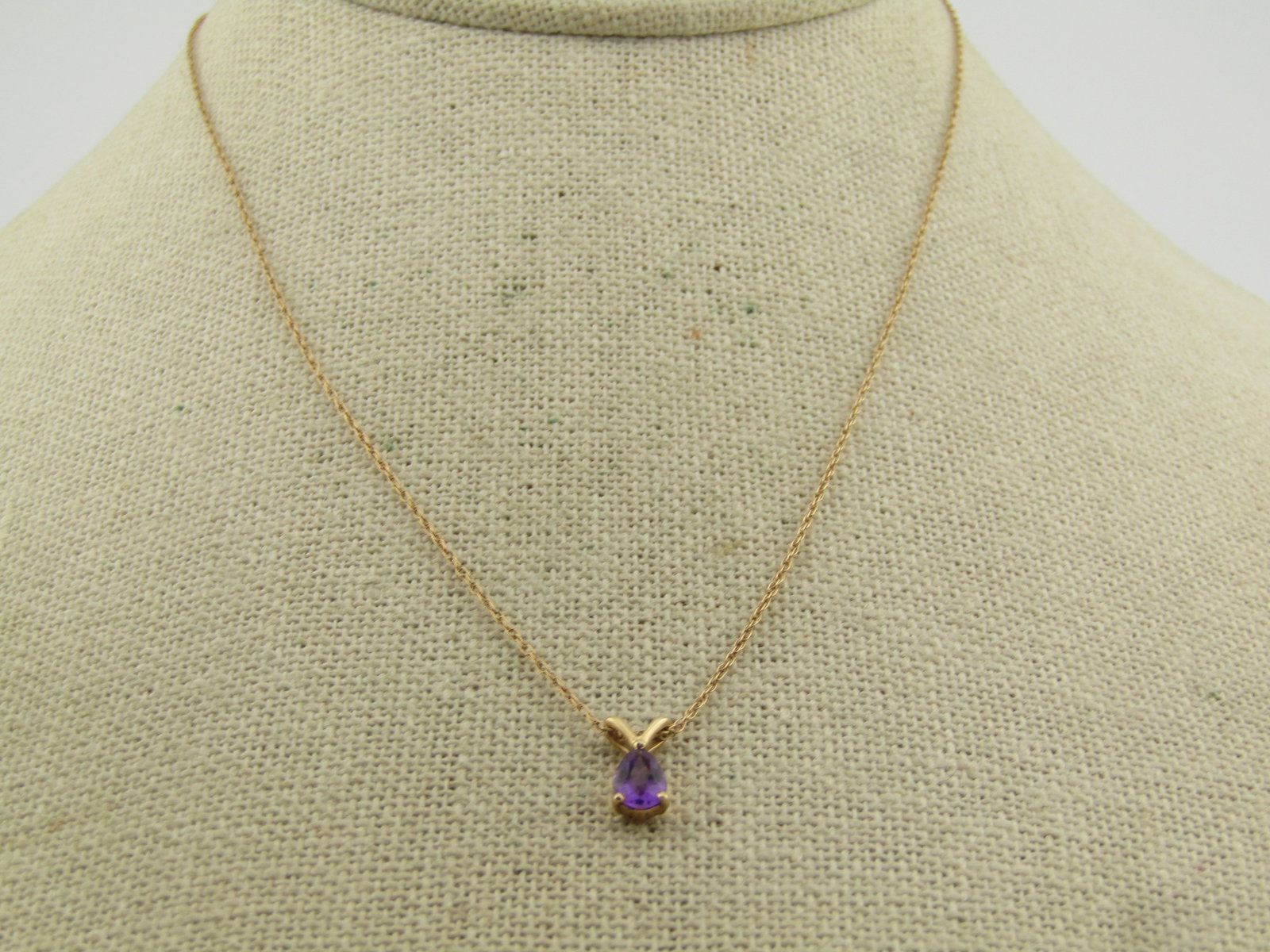Vintage 14kt Amethyst Necklace, 16", 1960's-1980's - 2