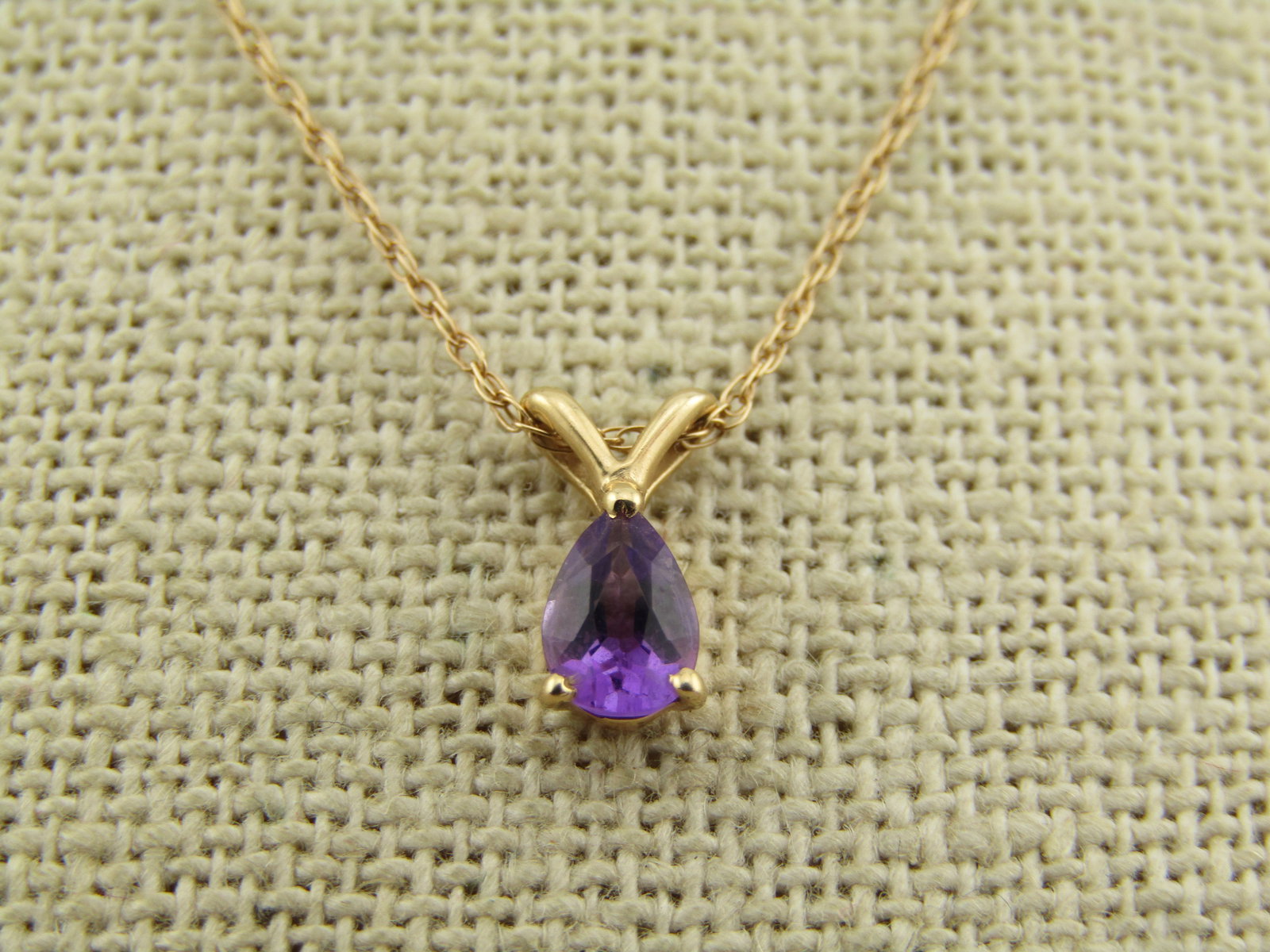 Vintage 14kt Amethyst Necklace, 16", 1960's-1980's - 3