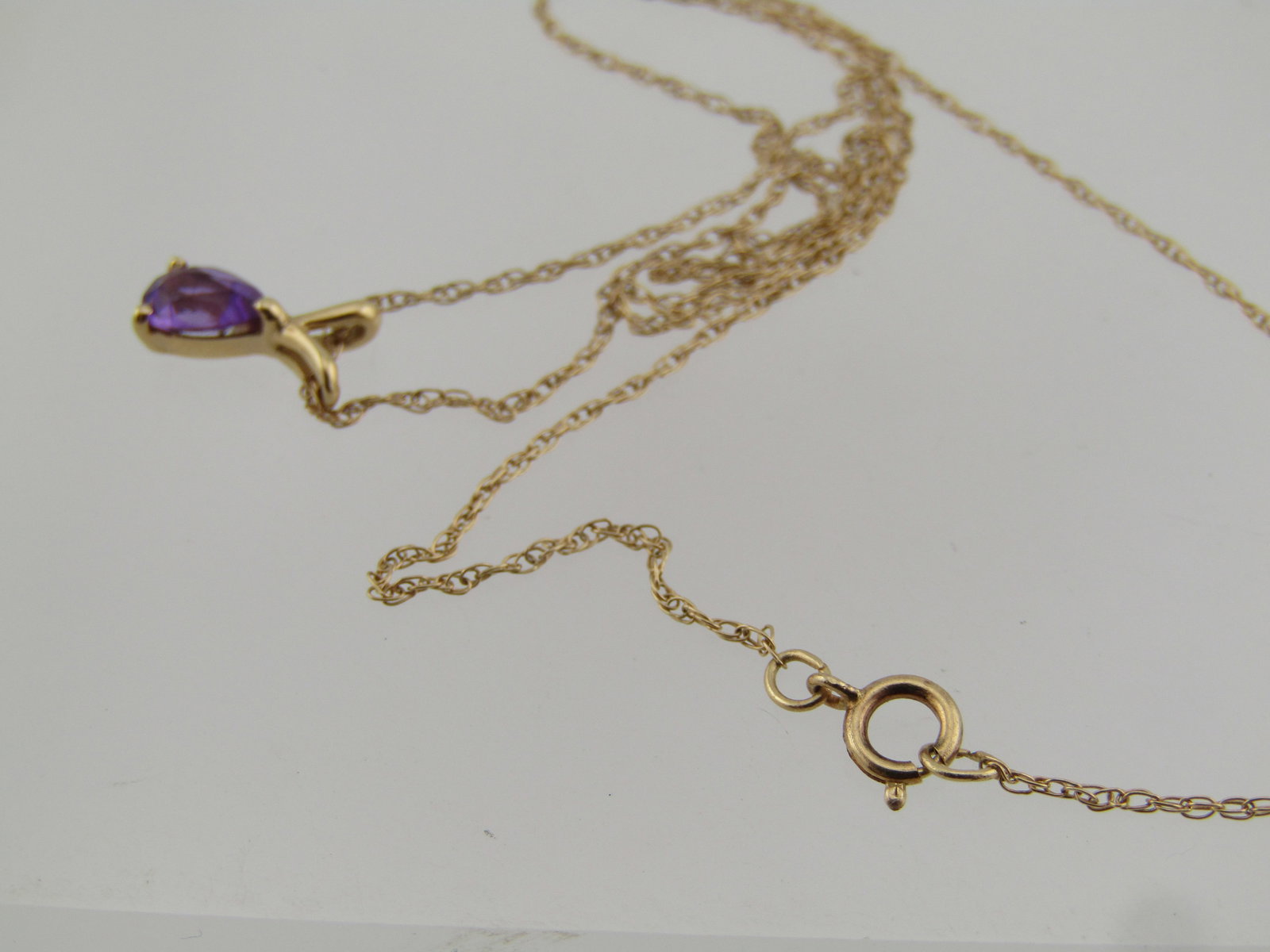 Vintage 14kt Amethyst Necklace, 16", 1960's-1980's - 7