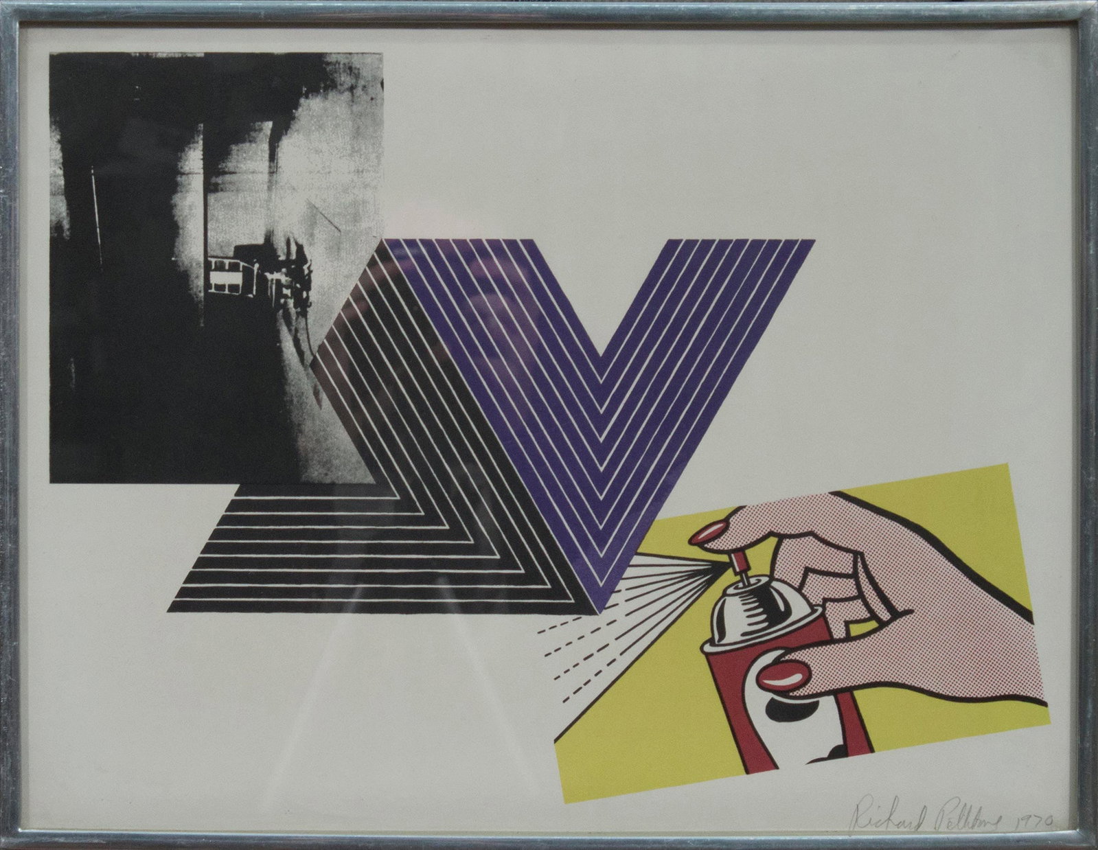 Richard Pettibone - Appropriation print with Andy Warhol, Frank Stella, and Roy Lichtenstein - 1970: Title: Richard Pettibone - Appropriation print with Andy Warhol, Frank Stella, and Roy Lichtenstein - 1970 Serigraph - SIGNED 13.5" x 17.25" Description: "Appropriation print with Andy Warhol, Frank S