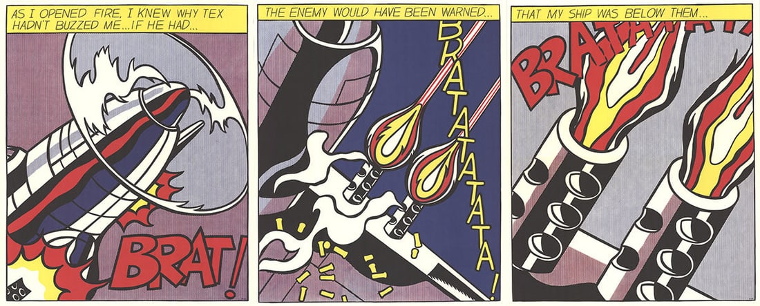 Roy Lichtenstein - As I Opened Fire (Triptych) - 1966 Offset Lithograph 25" x 62.5" (1 of 4)