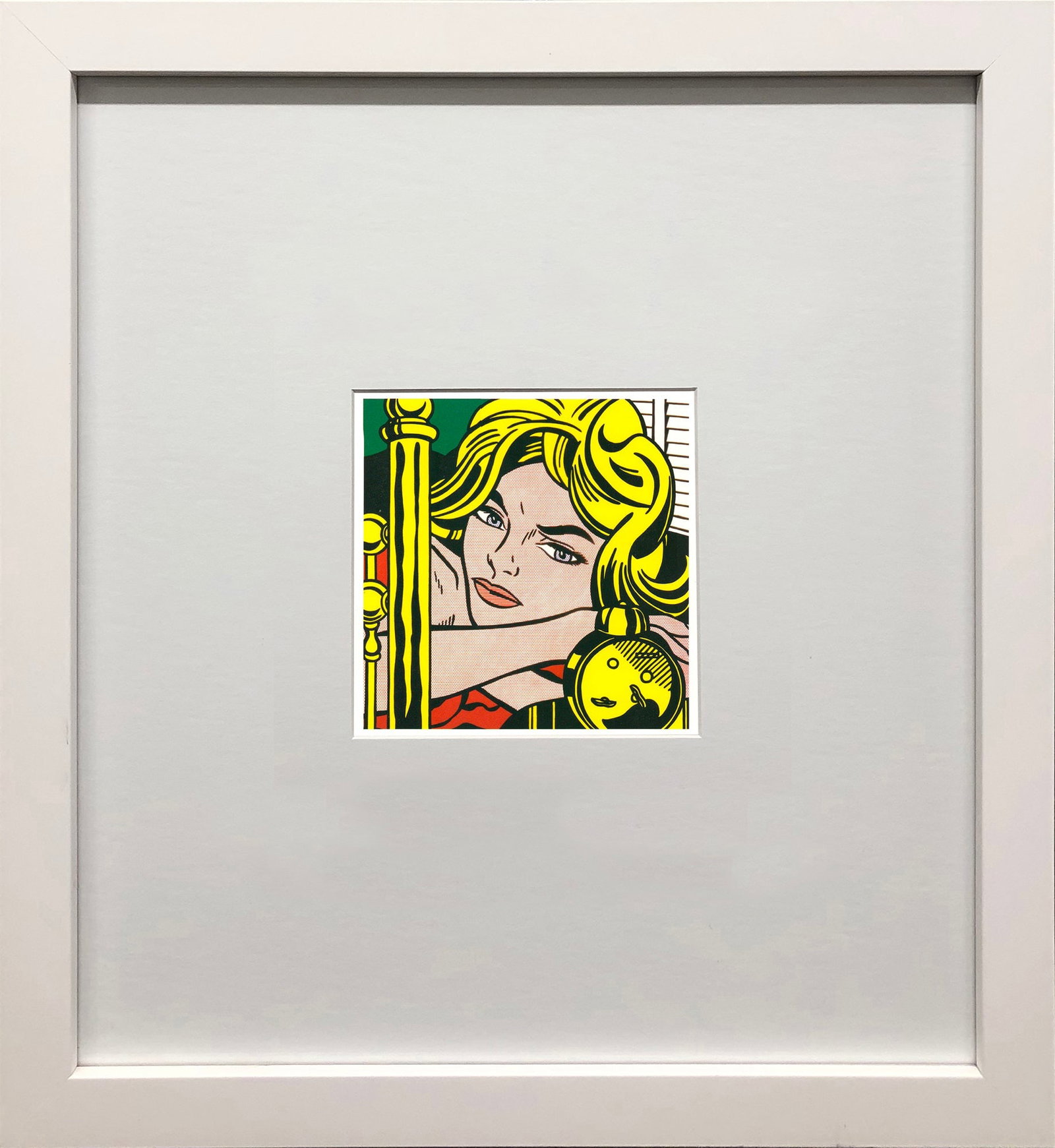 Roy Lichtenstein - Blonde Waiting - 1994 Offset Lithograph 7" x 5": Title: Roy Lichtenstein - Blonde Waiting - 1994 Offset Lithograph 7" x 5" Description: "Blonde Waiting" by Roy Lichtenstein, 1994 Unsigned Offset Lithograph. Paper size is 7 x 5 inches, with an image
