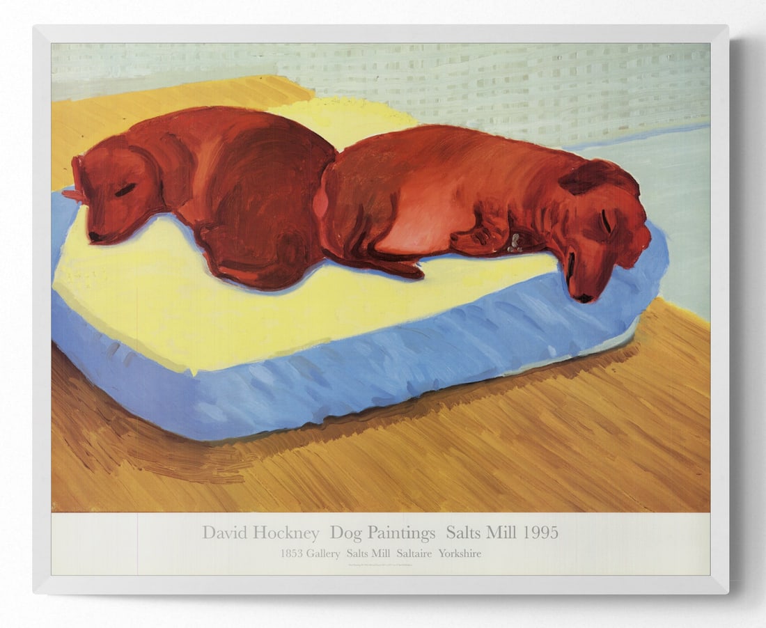 David Hockney - Dog Painting 38 - 1995 Offset Lithograph 21" x 25.5": Title: David Hockney - Dog Painting 38 - 1995 Offset Lithograph 21" x 25.5" Description: "Dog Painting 38" by David Hockney, 1995 Unsigned Offset Lithograph. Paper size is 21 x 25.5 inches, with an im