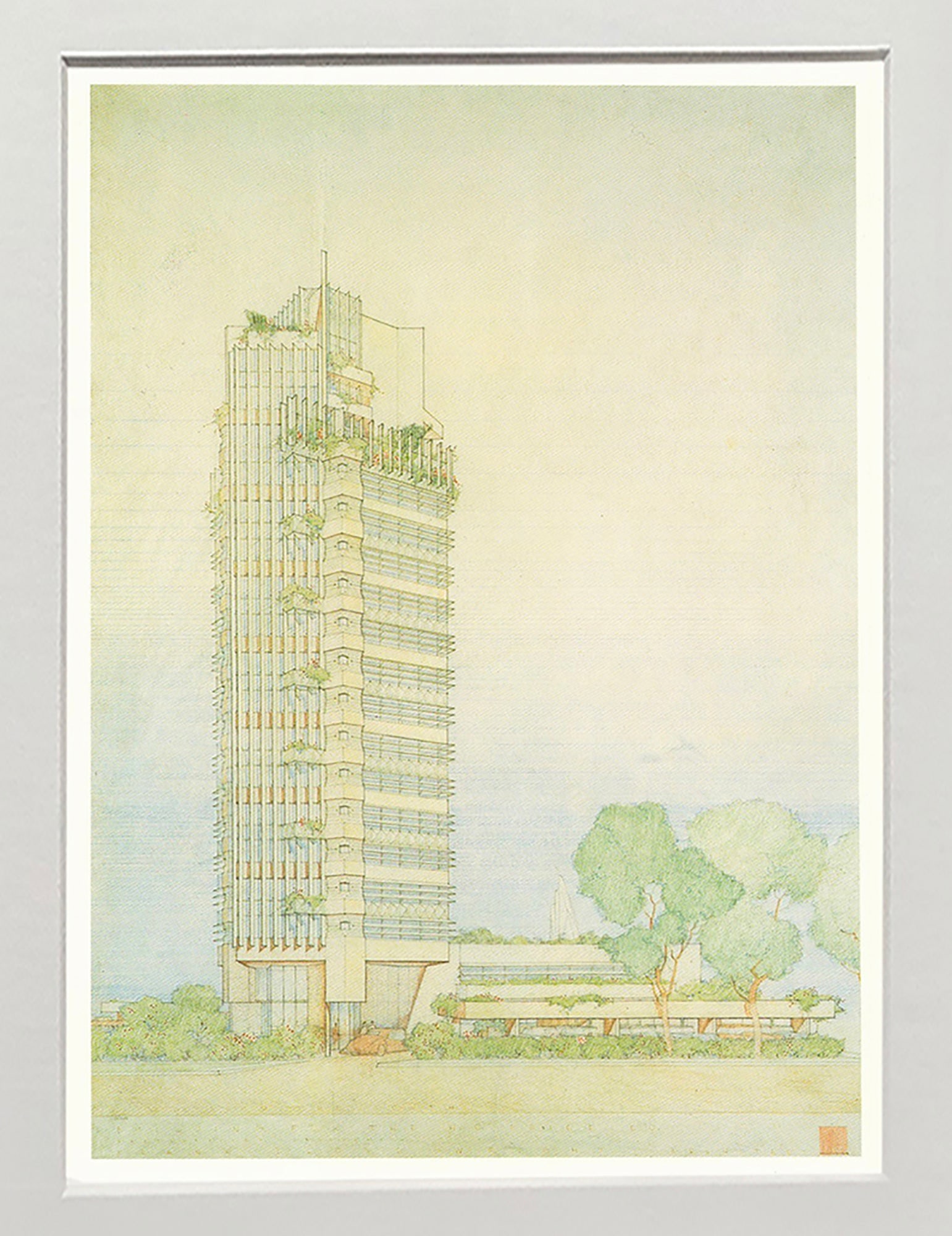Frank Lloyd Wright - H.C. Price Company Tower - 1994 Offset Lithograph 7" x 5" - 2