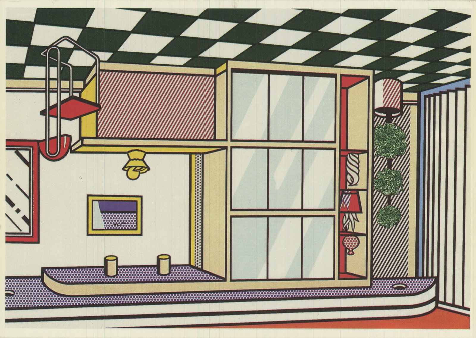 Roy Lichtenstein - Interior with Built-In-Bar - 1992 Offset Lithograph 8.25" x 10" - 2