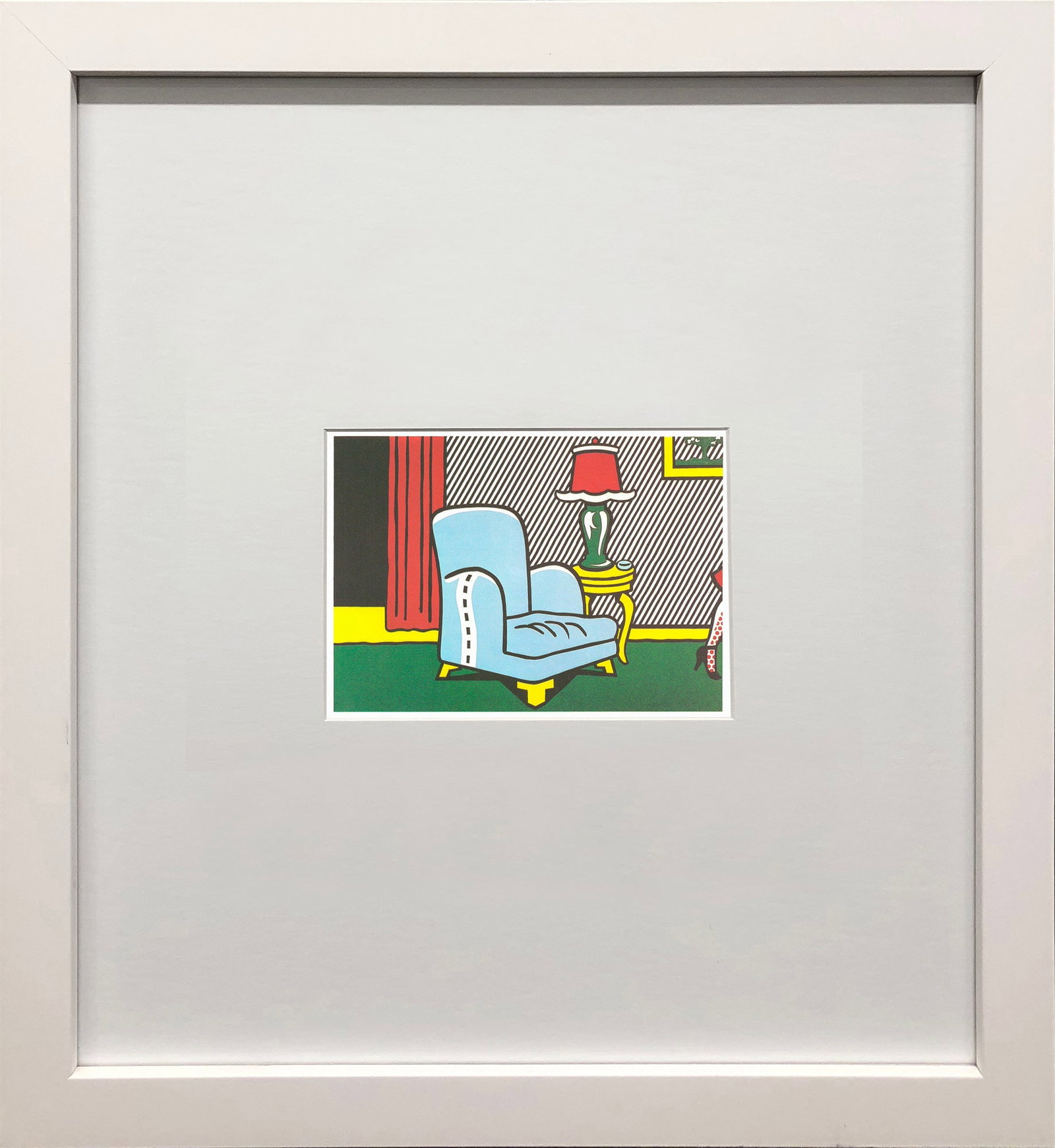 Roy Lichtenstein - La Sortie - 1994 Offset Lithograph 5" x 7": Title: Roy Lichtenstein - La Sortie - 1994 Offset Lithograph 5" x 7" Description: "La Sortie" by Roy Lichtenstein, 1994 Unsigned Offset Lithograph. Paper size is 5 x 7 inches, with an image size of 4.