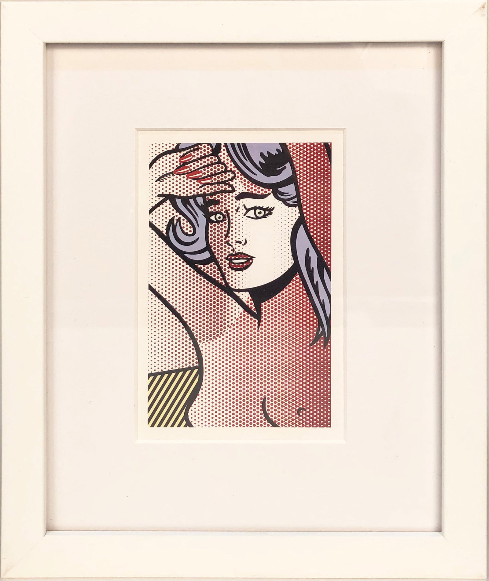 Roy Lichtenstein - Figure with Blue Hair - 1997 Offset Lithograph 11.5" x 9.25": Title: Roy Lichtenstein - Figure with Blue Hair - 1997 Offset Lithograph 11.5" x 9.25" Description: "Figure with Blue Hair" by Roy Lichtenstein, 1997 Unsigned Offset Lithograph. Paper size is 11.5 x 9