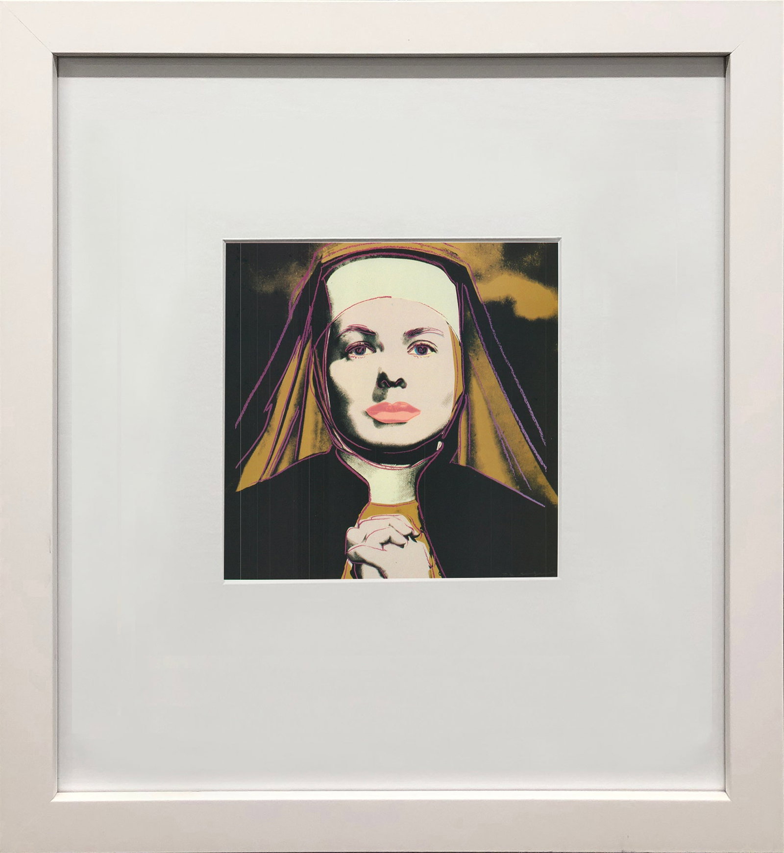 Andy Warhol - Portrait of Ingrid Bergman the Nun - 1983 Offset Lithograph 8" x 8": Title: Andy Warhol - Portrait of Ingrid Bergman the Nun - 1983 Offset Lithograph 8" x 8" Description: "Portrait of Ingrid Bergman the Nun" by Andy Warhol, 1983 Unsigned Offset Lithograph. Paper size