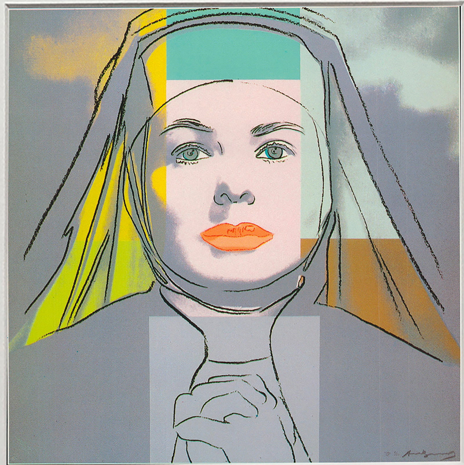 Andy Warhol - Portrait of Ingrid Bergman the Nun - 1983 Offset Lithograph 8" x 8" - 2
