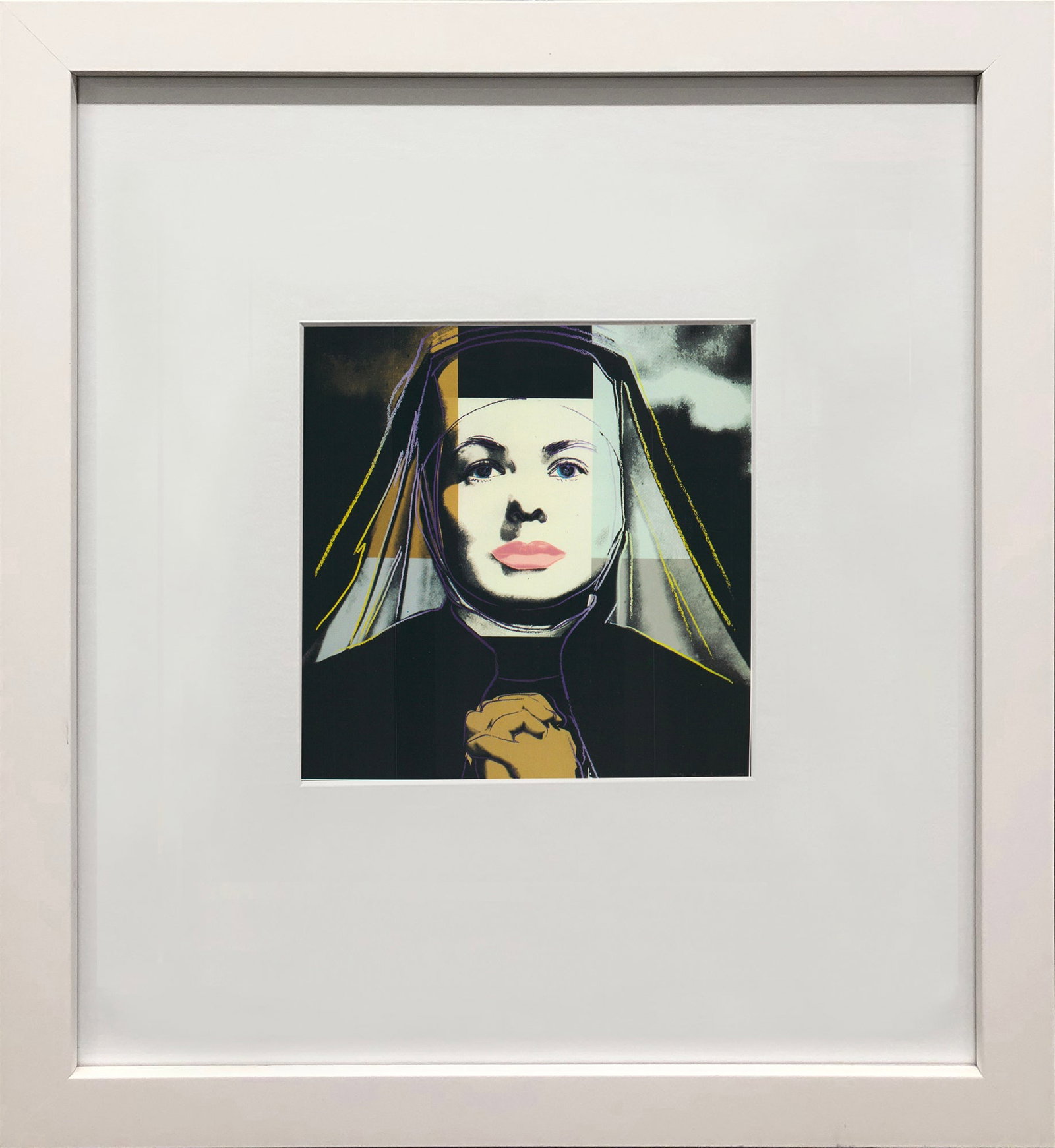 Andy Warhol - Portrait of Ingrid Bergman the Nun - 1983 Offset Lithograph 8" x 8": Title: Andy Warhol - Portrait of Ingrid Bergman the Nun - 1983 Offset Lithograph 8" x 8" Description: "Portrait of Ingrid Bergman the Nun" by Andy Warhol, 1983 Unsigned Offset Lithograph. Paper size i