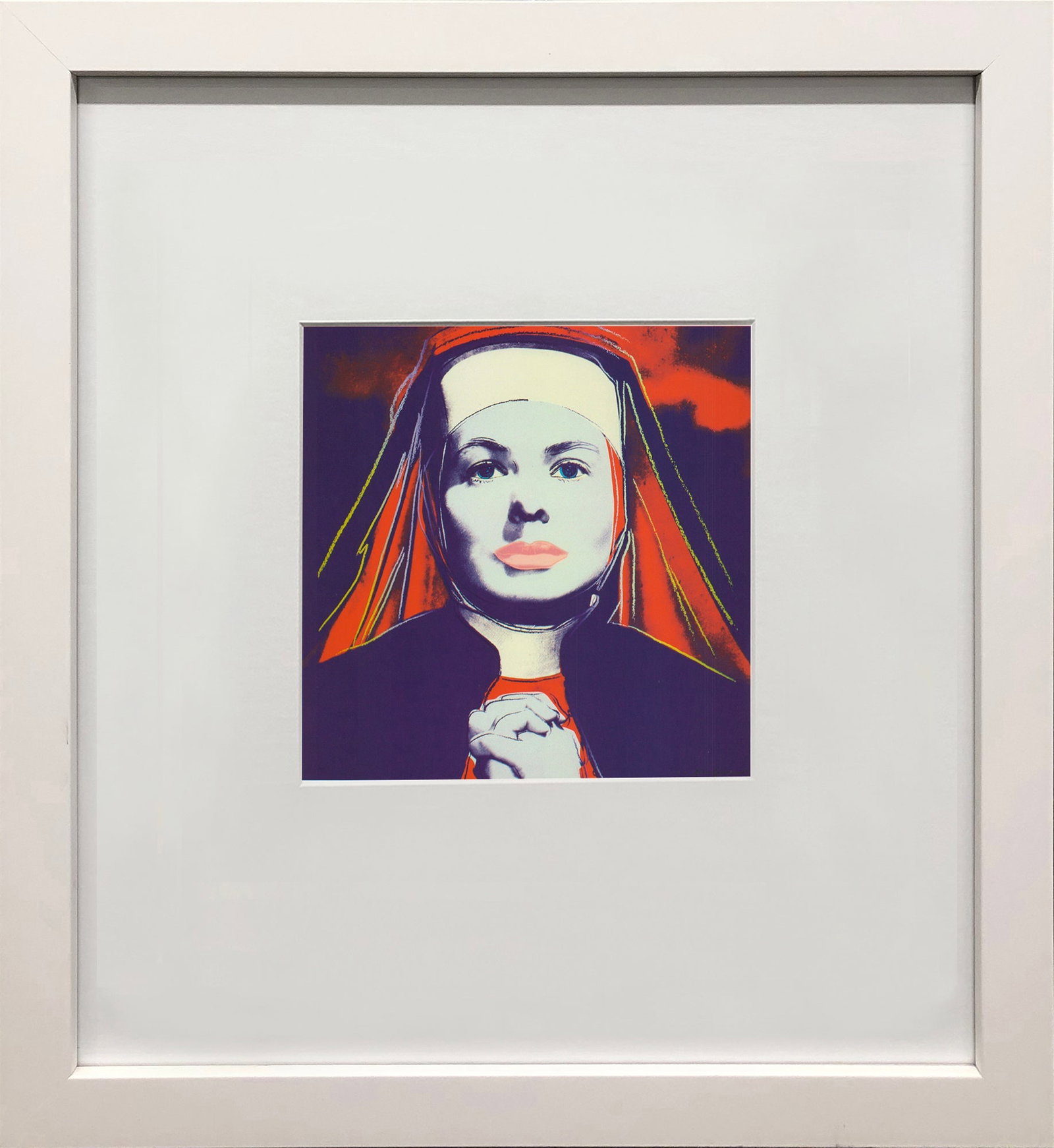 Andy Warhol - Portrait of Ingrid Bergman the Nun - 1983 Offset Lithograph 8" x 8": Title: Andy Warhol - Portrait of Ingrid Bergman the Nun - 1983 Offset Lithograph 8" x 8" Description: "Portrait of Ingrid Bergman the Nun" by Andy Warhol, 1983 Unsigned Offset Lithograph. Paper size i