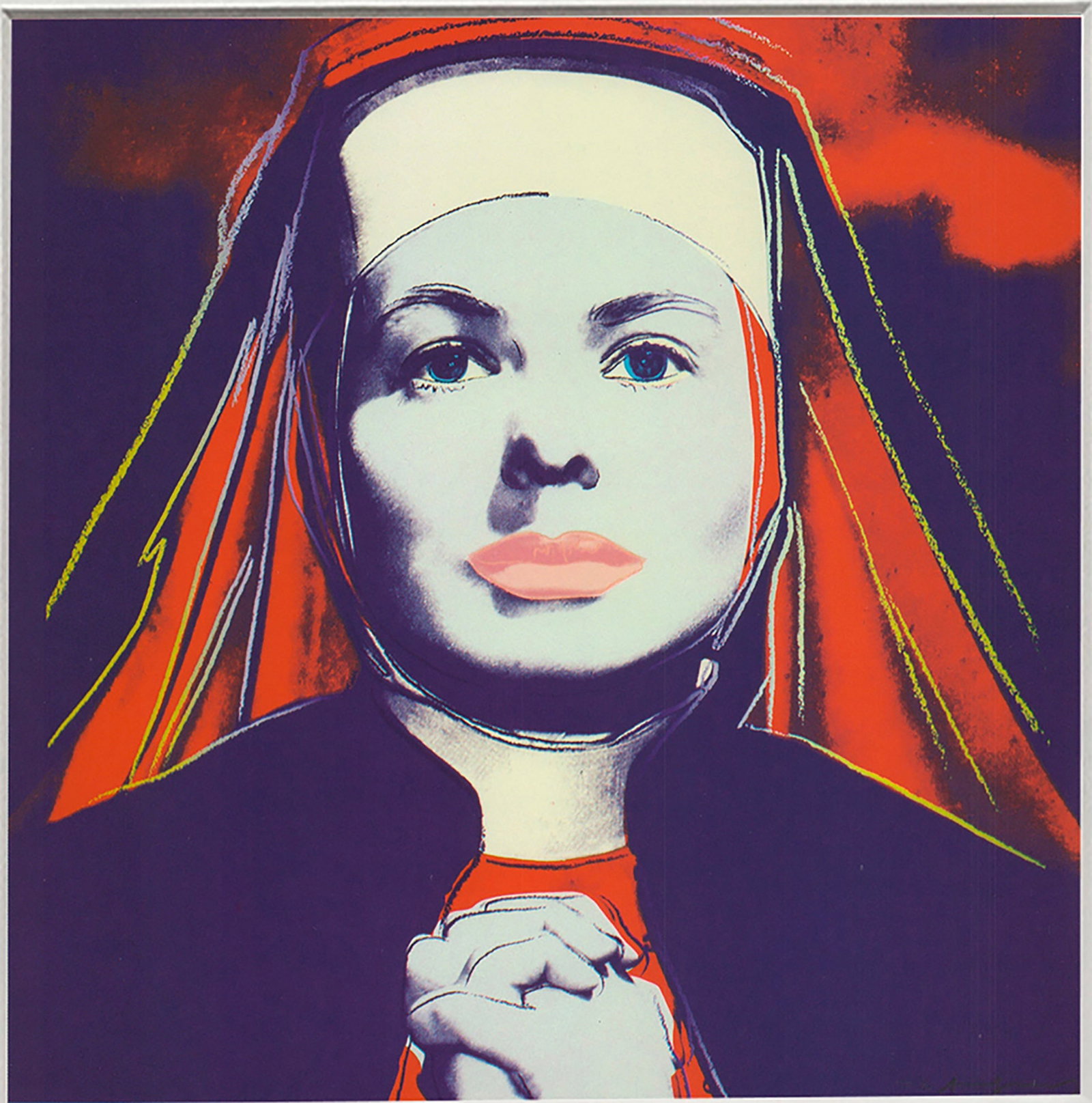 Andy Warhol - Portrait of Ingrid Bergman the Nun - 1983 Offset Lithograph 8" x 8" - 2