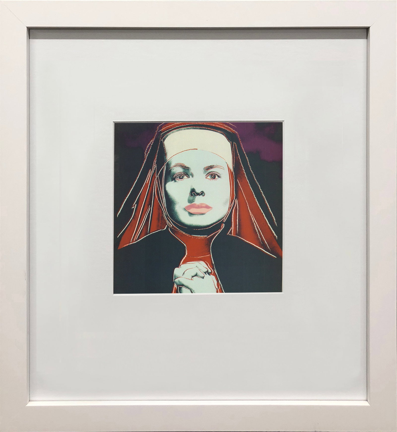Andy Warhol - Portrait of Ingrid Bergman the Nun - 1983 Offset Lithograph 8" x 8": Title: Andy Warhol - Portrait of Ingrid Bergman the Nun - 1983 Offset Lithograph 8" x 8" Description: "Portrait of Ingrid Bergman the Nun" by Andy Warhol, 1983 Unsigned Offset Lithograph. Paper size