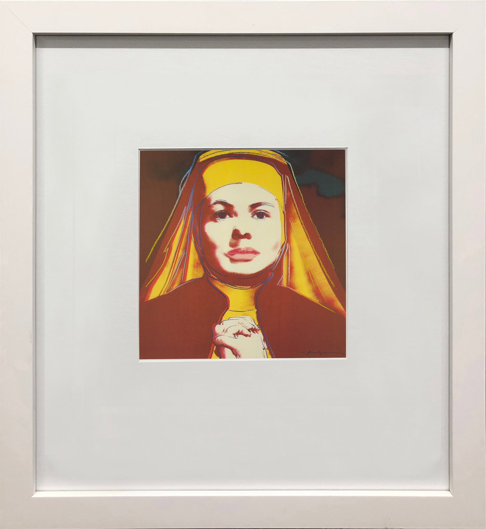 Andy Warhol - Portrait of Ingrid Bergman the Nun - 1983 Offset Lithograph 8" x 8": Title: Andy Warhol - Portrait of Ingrid Bergman the Nun - 1983 Offset Lithograph 8" x 8" Description: "Portrait of Ingrid Bergman the Nun" by Andy Warhol, 1983 Unsigned Offset Lithograph. Paper size