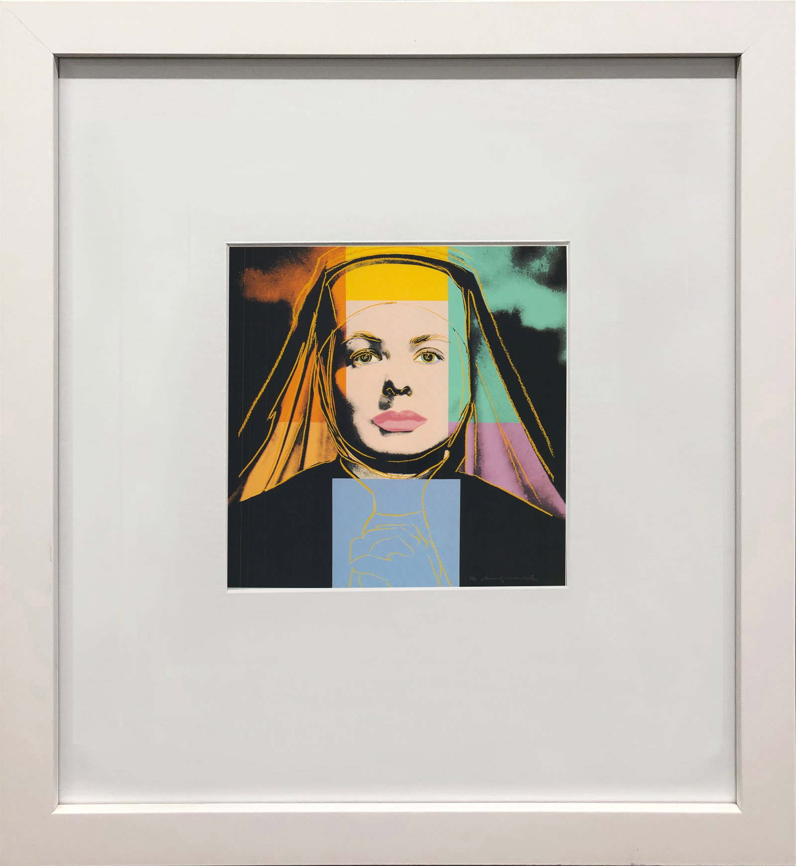 Andy Warhol - Portrait of Ingrid Bergman the Nun - 1983 Offset Lithograph 8" x 8": Title: Andy Warhol - Portrait of Ingrid Bergman the Nun - 1983 Offset Lithograph 8" x 8" Description: "Portrait of Ingrid Bergman the Nun" by Andy Warhol, 1983 Unsigned Offset Lithograph. Paper size i