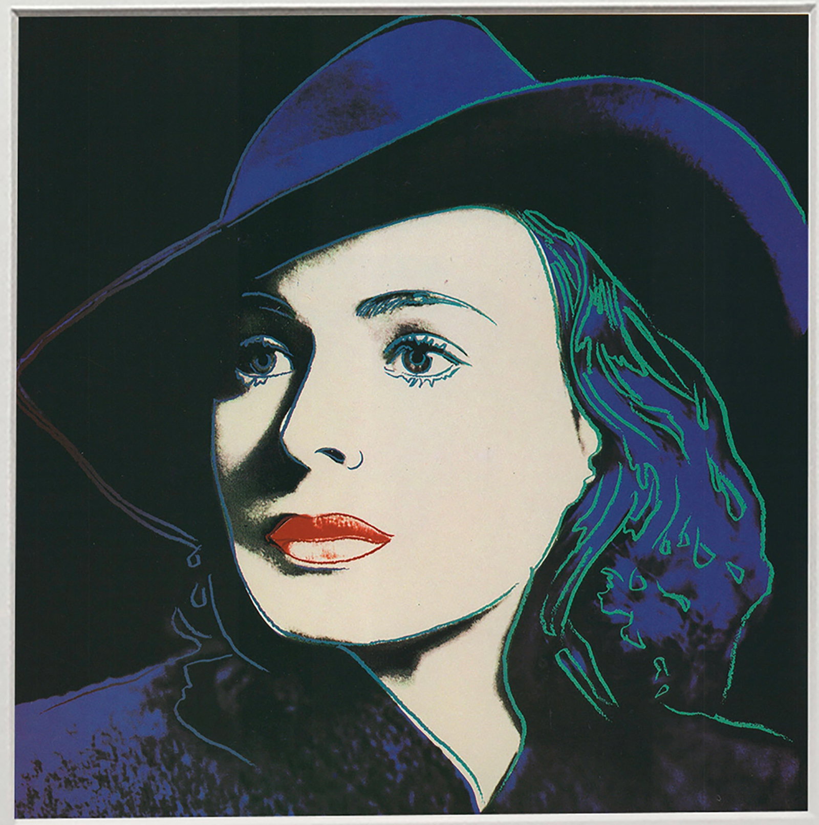 Andy Warhol - Portrait of Ingrid Bergman with Hat - 1983 Offset Lithograph 8" x 8" - 2