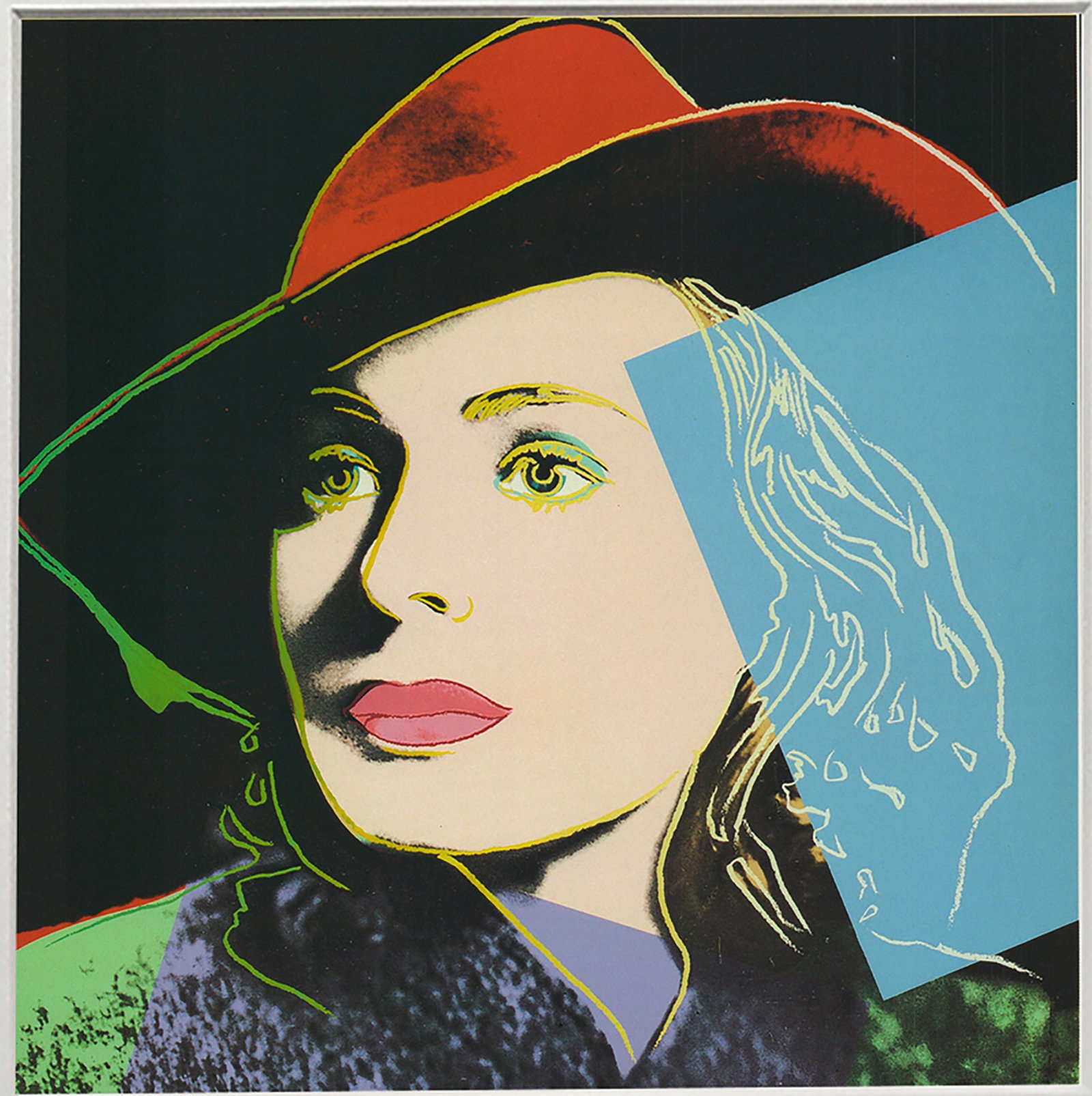 Andy Warhol - Portrait of Ingrid Bergman with Hat - 1983 Offset Lithograph 8" x 8" - 2