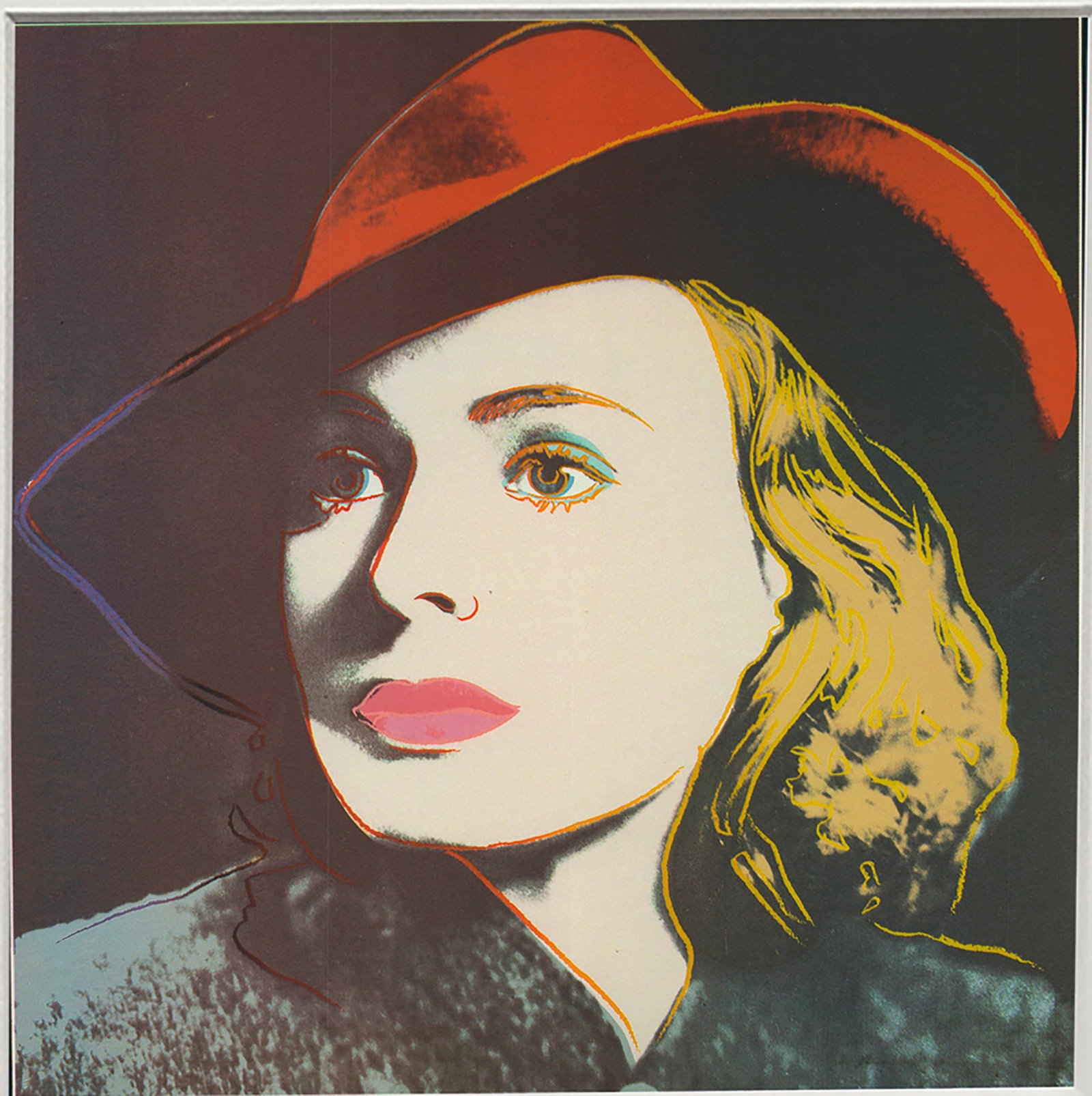 Andy Warhol - Portrait of Ingrid Bergman with Hat - 1983 Offset Lithograph 8" x 8" - 2