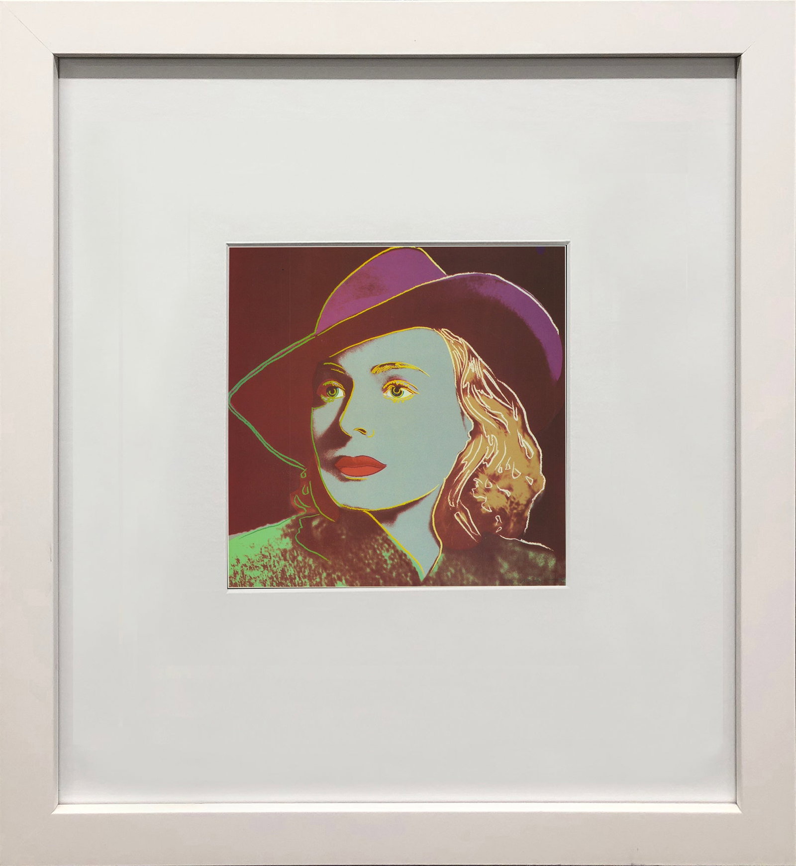 Andy Warhol - Portrait of Ingrid Bergman with Hat - 1983 Offset Lithograph 8" x 8": Title: Andy Warhol - Portrait of Ingrid Bergman with Hat - 1983 Offset Lithograph 8" x 8" Description: "Portrait of Ingrid Bergman with Hat" by Andy Warhol, 1983 Unsigned Offset Lithograph. Paper