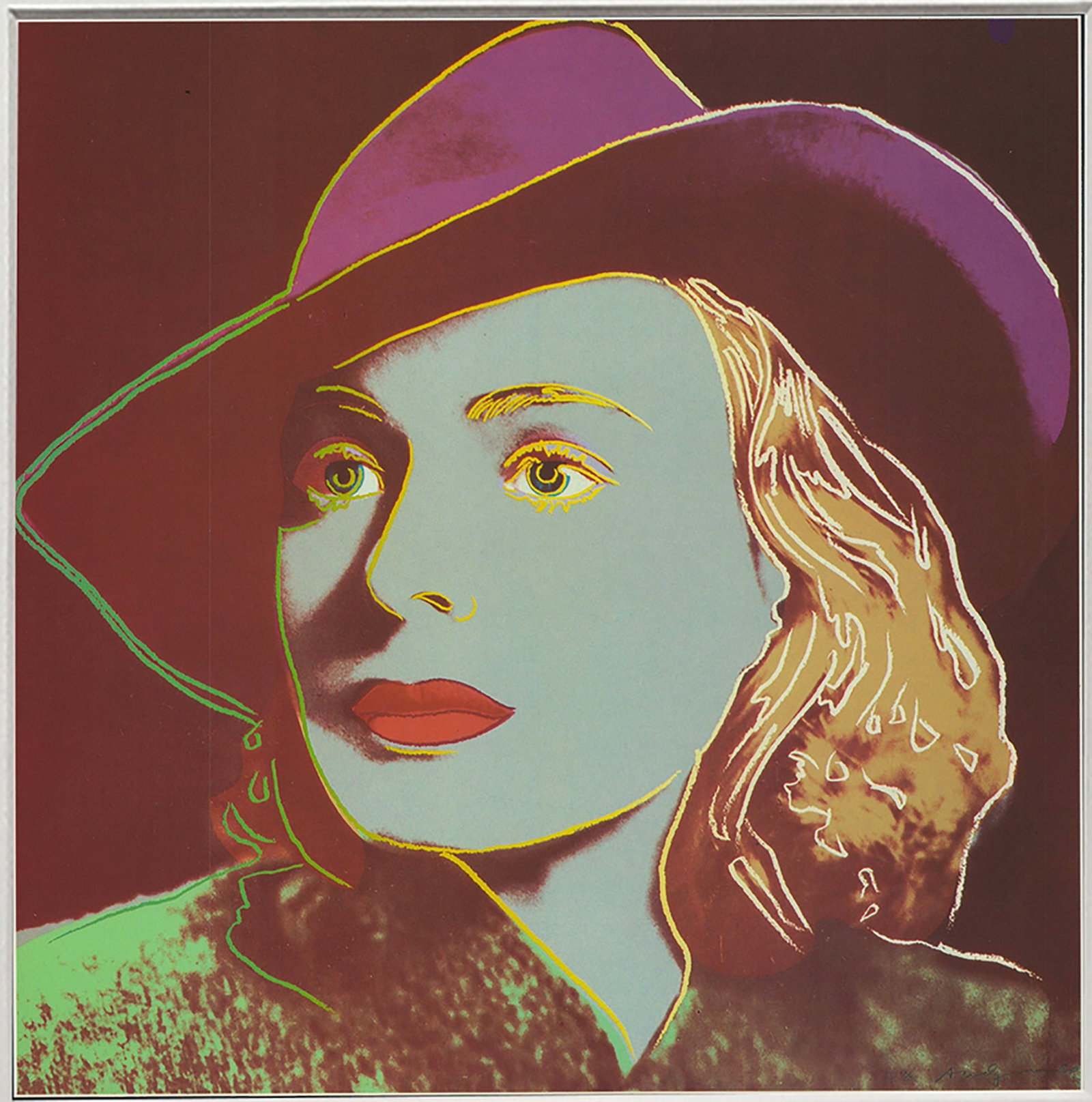 Andy Warhol - Portrait of Ingrid Bergman with Hat - 1983 Offset Lithograph 8" x 8" - 2
