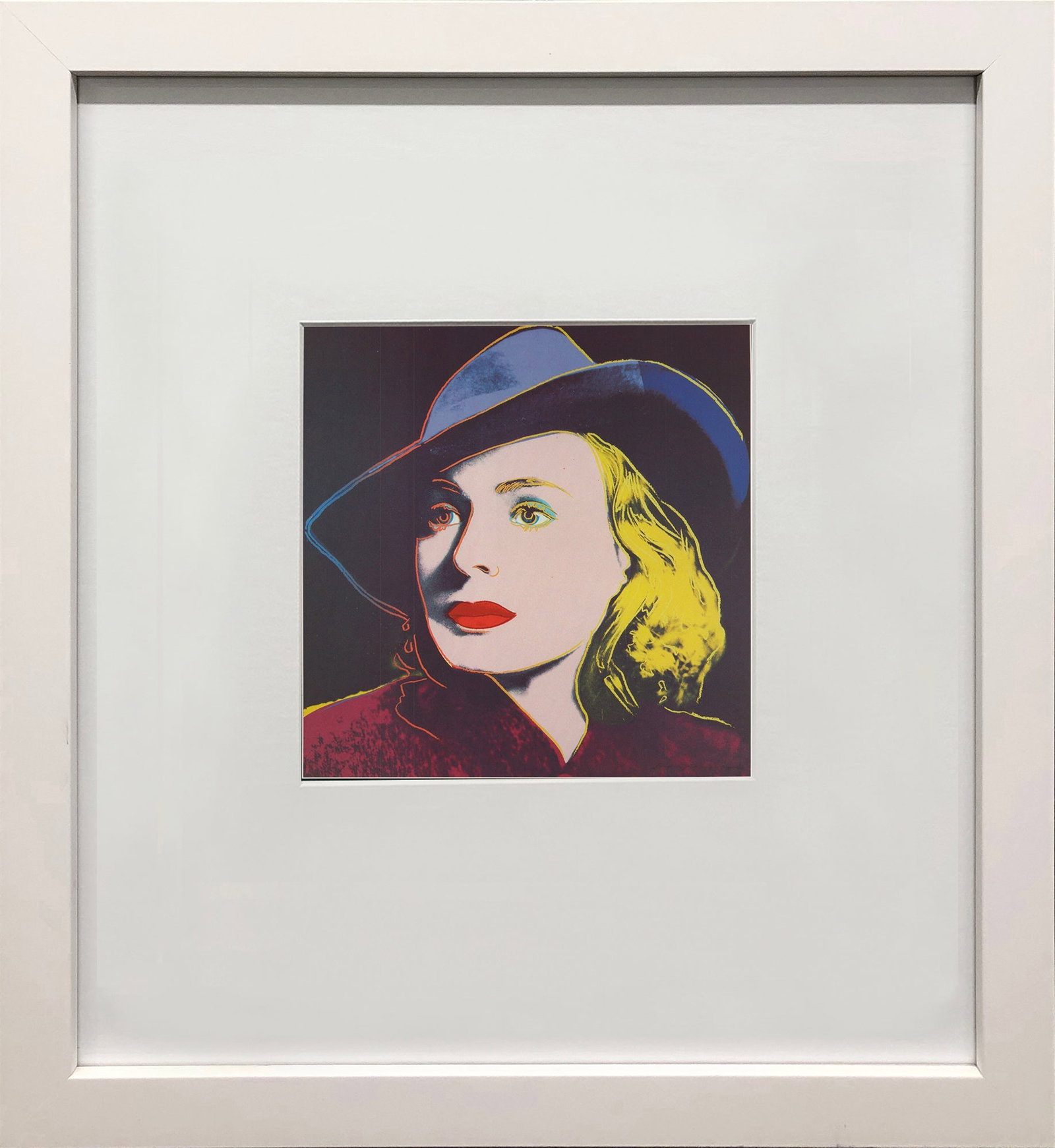 Andy Warhol - Portrait of Ingrid Bergman with Hat - 1983 Offset Lithograph 8" x 8": Title: Andy Warhol - Portrait of Ingrid Bergman with Hat - 1983 Offset Lithograph 8" x 8" Description: "Portrait of Ingrid Bergman with Hat" by Andy Warhol, 1983 Unsigned Offset Lithograph. Paper size