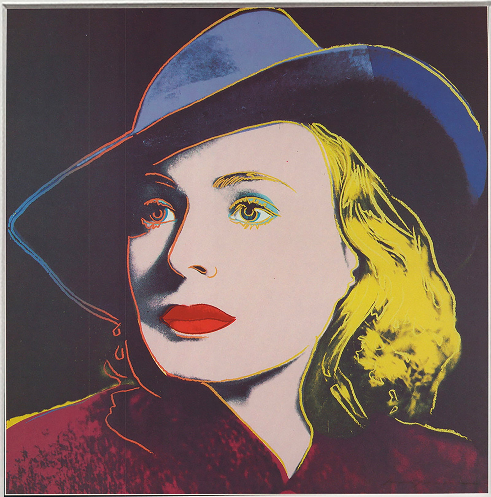 Andy Warhol - Portrait of Ingrid Bergman with Hat - 1983 Offset Lithograph 8" x 8" - 2
