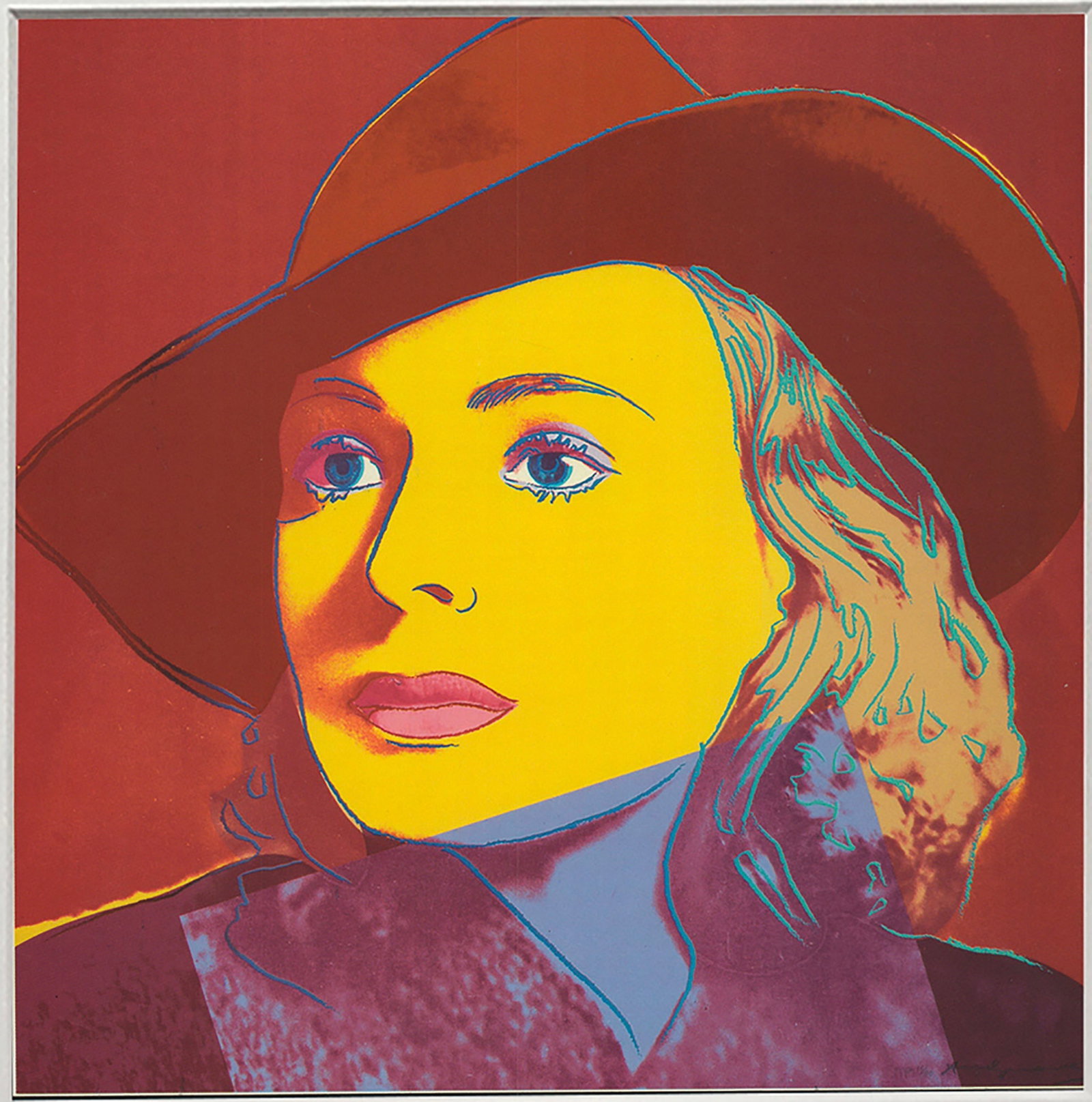 Andy Warhol - Portrait of Ingrid Bergman with Hat - 1983 Offset Lithograph 8" x 8" - 2