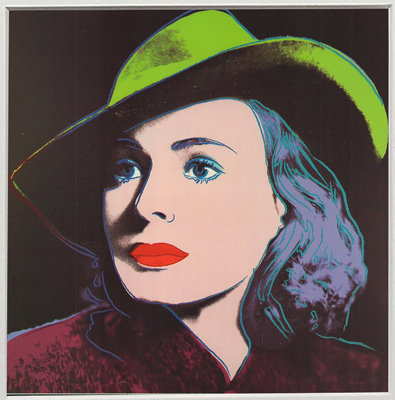 Andy Warhol - Portrait of Ingrid Bergman with Hat - 1983 Offset Lithograph 8" x 8" - 2