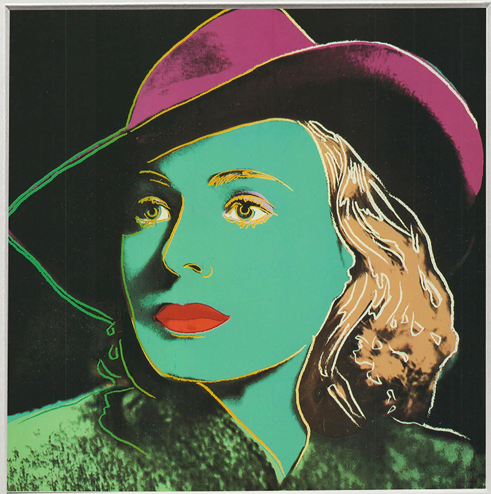 Andy Warhol - Portrait of Ingrid Bergman with Hat - 1983 Offset Lithograph 8" x 8" - 2