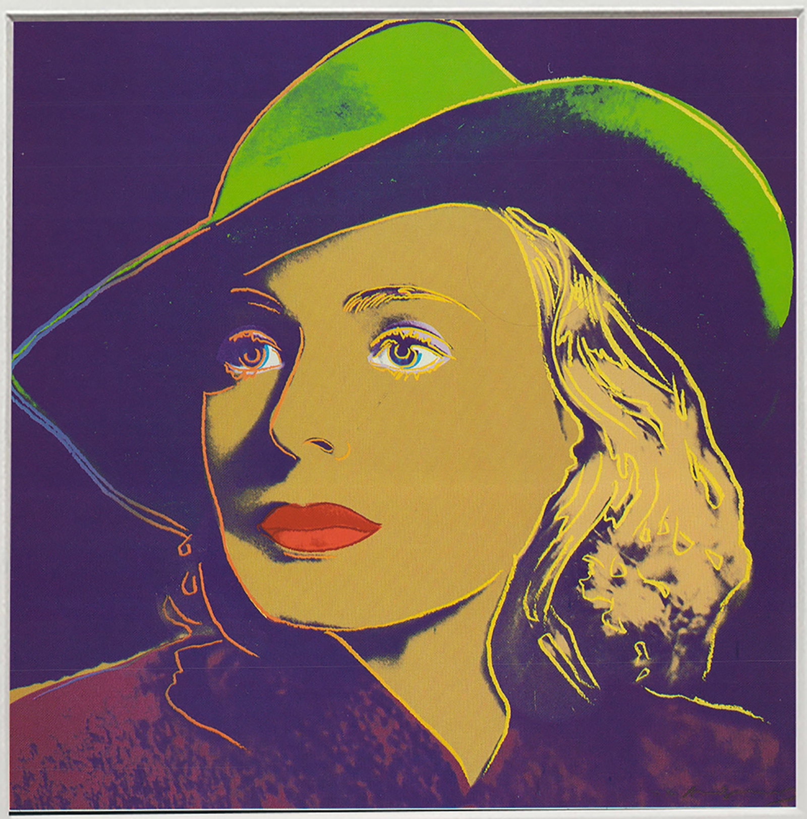 Andy Warhol - Portrait of Ingrid Bergman with Hat - 1983 Offset Lithograph 8" x 8" - 2