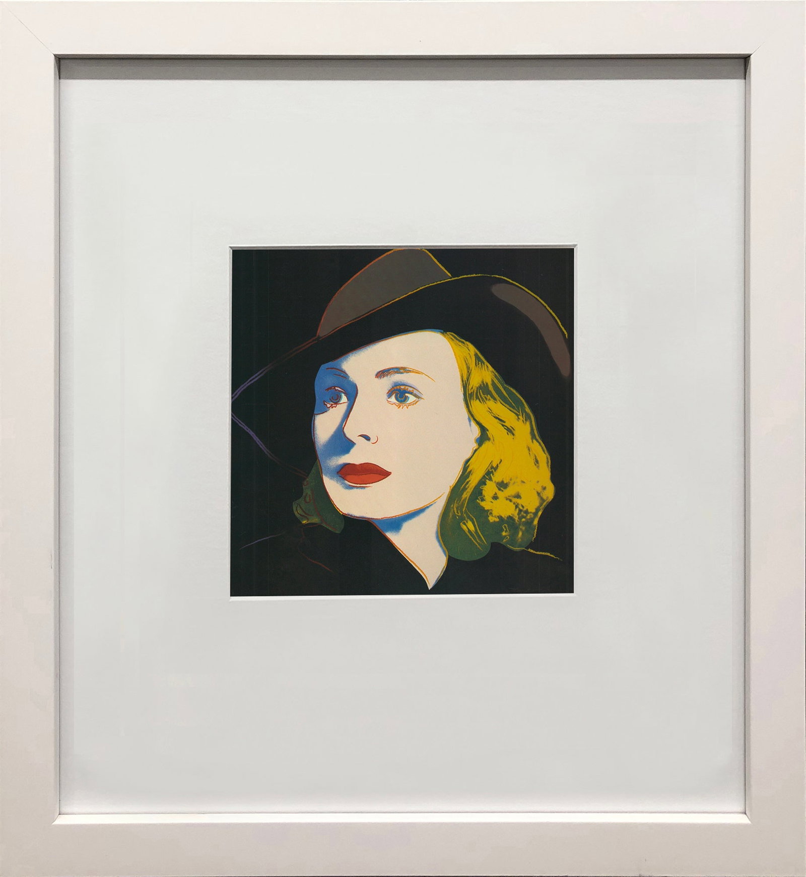 Andy Warhol - Portrait of Ingrid Bergman with Hat - 1983 Offset Lithograph 8" x 8": Title: Andy Warhol - Portrait of Ingrid Bergman with Hat - 1983 Offset Lithograph 8" x 8" Description: "Portrait of Ingrid Bergman with Hat" by Andy Warhol, 1983 Unsigned Offset Lithograph. Paper