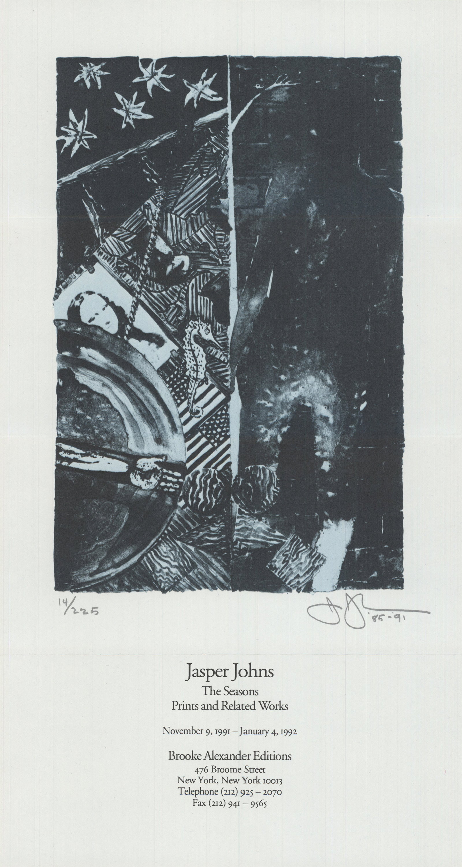 Jasper Johns - Summer (Blue), 1991 - 1991 Offset Lithograph 14" x 7.5" - 7