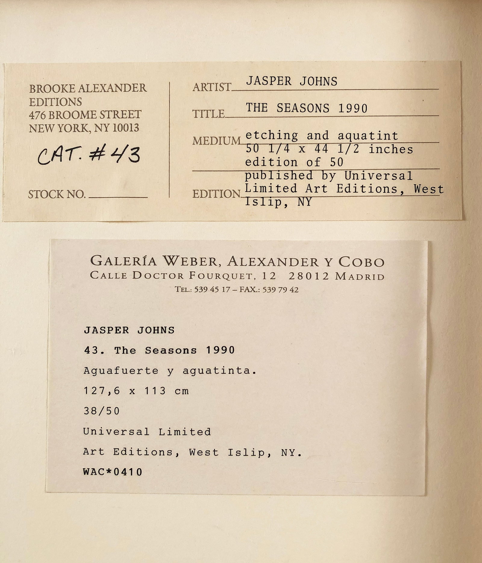 Jasper Johns - The Seasons - 1990 Etching - SIGNED 53.75" x 48" - 4