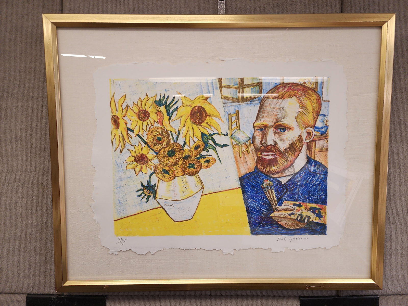Red Grooms - van Gogh with Sunflowers - 1988 Lithograph - SIGNED 34" x 22" - 4