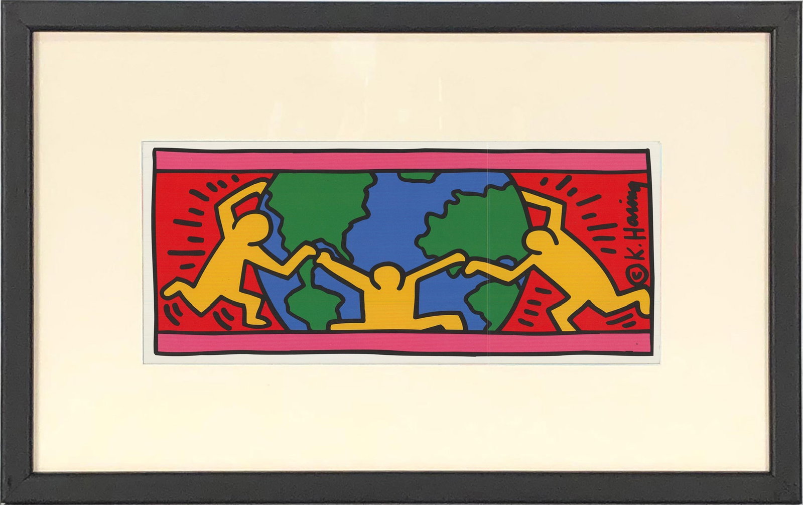 Keith Haring - World - 1998 Offset Lithograph 9.75" x 14.75": Title: Keith Haring - World - 1998 Offset Lithograph 9.75" x 14.75" Description: "World" by Keith Haring, 1998 Unsigned Offset Lithograph. Paper size is 9.75 x 14.75 inches, with an image size of 4.75