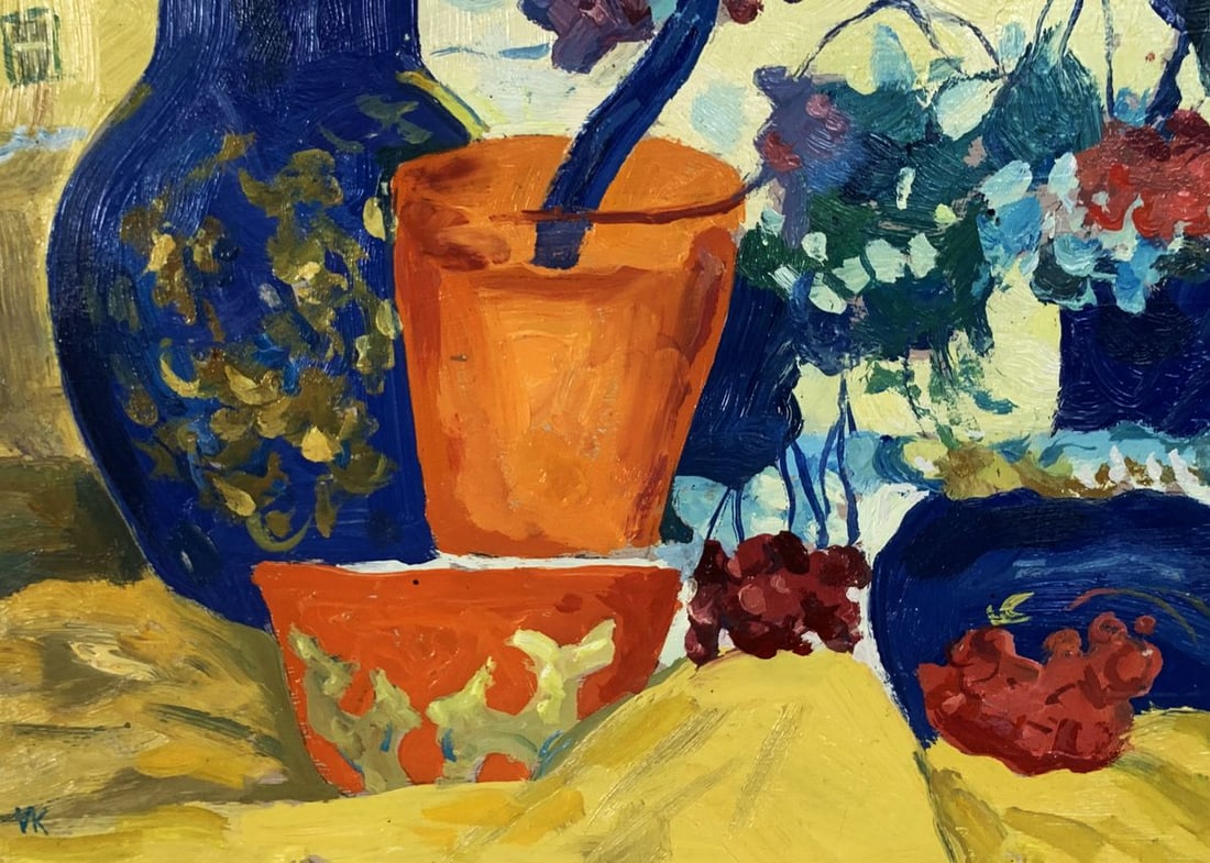Oil painting Vases on the window Unknown artist - 3
