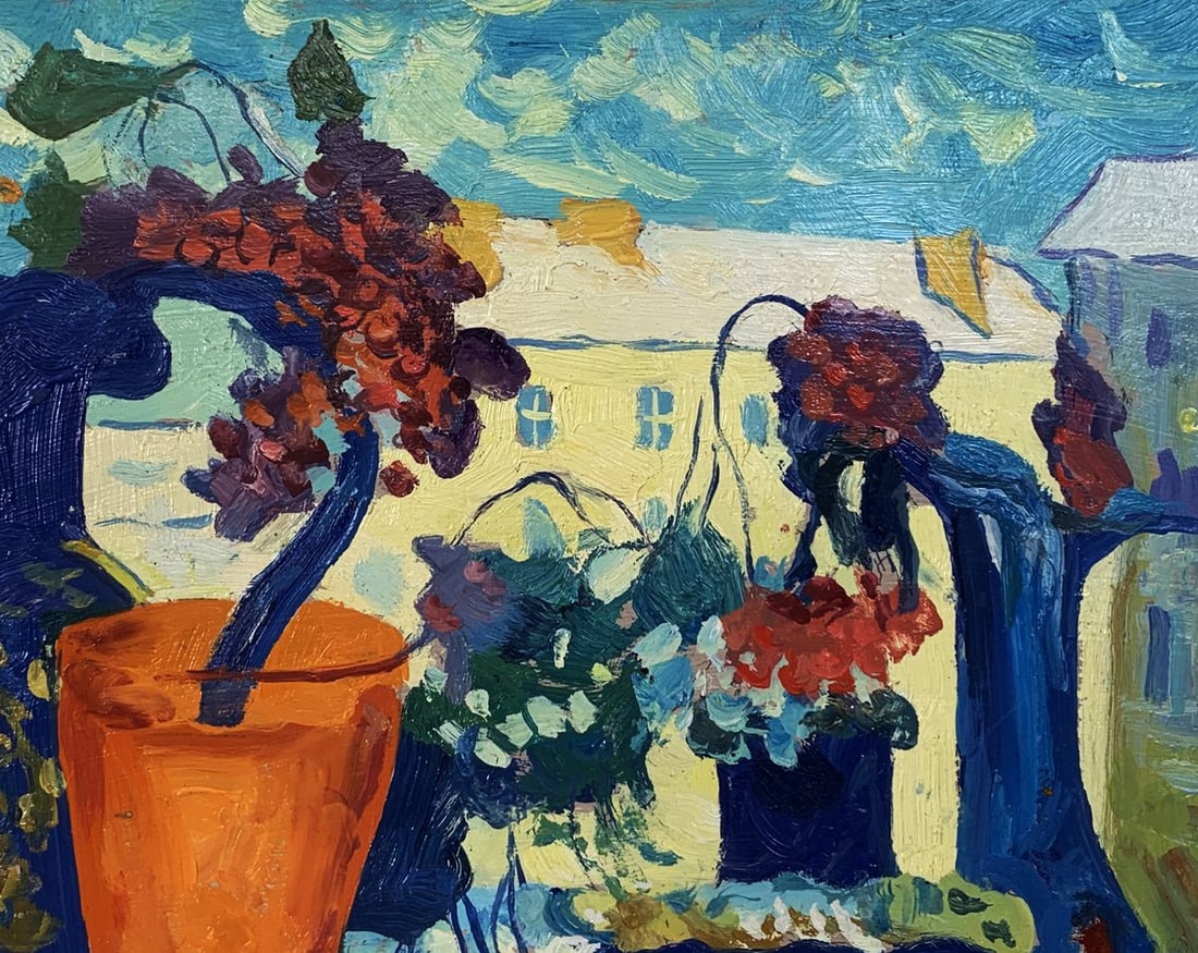 Oil painting Vases on the window Unknown artist - 5