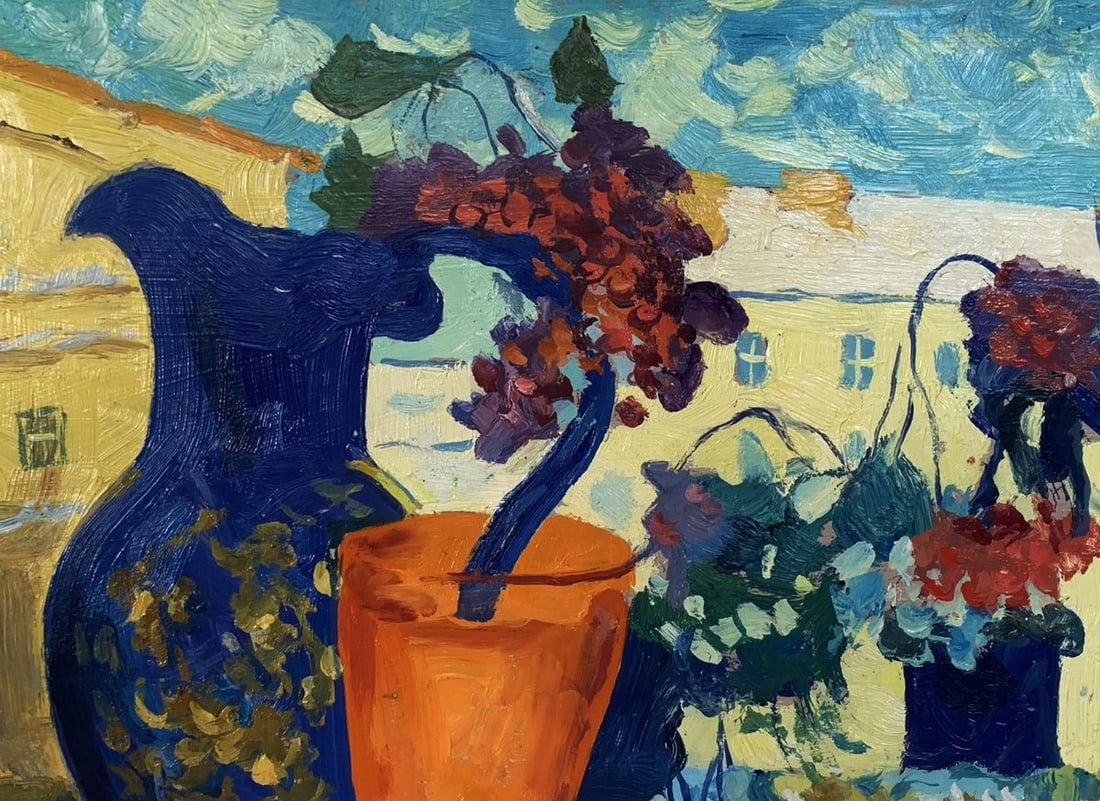 Oil painting Vases on the window Unknown artist - 6