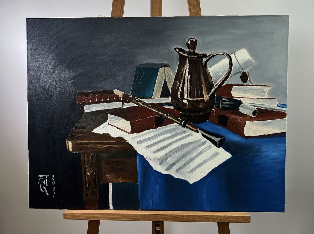 Oil painting Still life with books Oleksandr Gukalov (1 of 13)