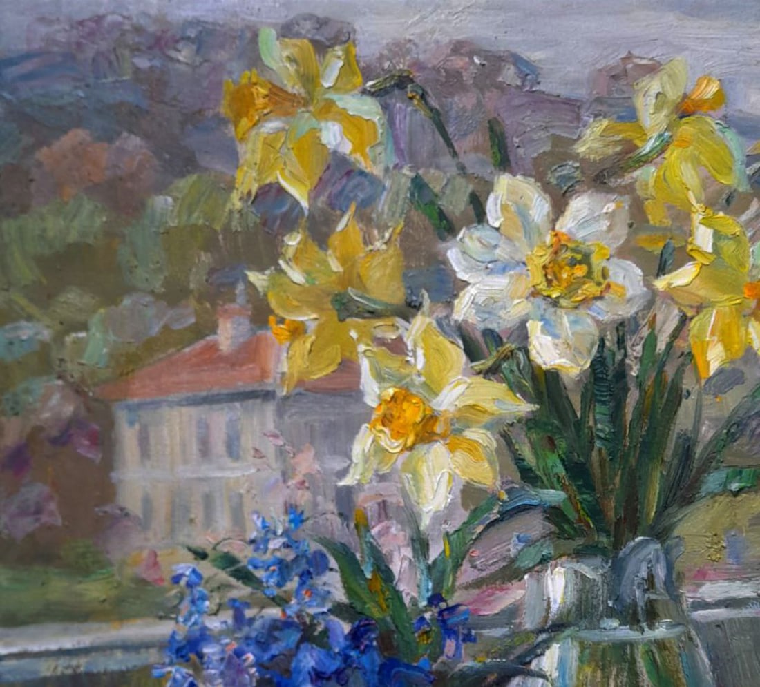 Oil painting Daffodils in vase Ivan Kovalenko - 2