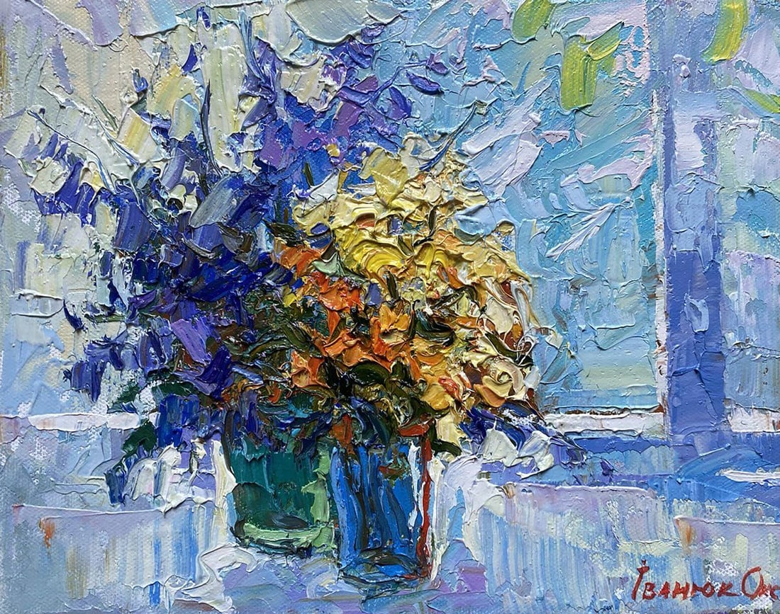 Oil painting Spring flowers Oksana Ivanyuk: Title: Oil painting Spring flowers Oksana Ivanyuk Description: NoKalen 1545The oil painting on canvas titled "Spring Flowers" presents a radiant celebration of nature's rebirth and the delicate