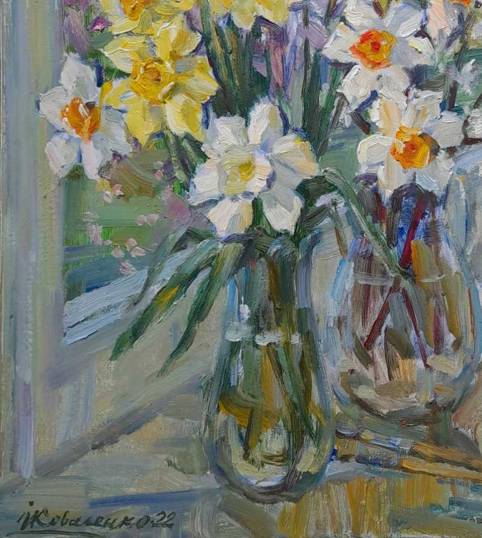 Oil painting daffodils Kovalenko Ivan Mikhailovich - 4