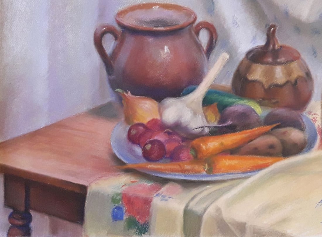 Pastel painting Grandma's treat Serdyuk Boris Petrovich - 3