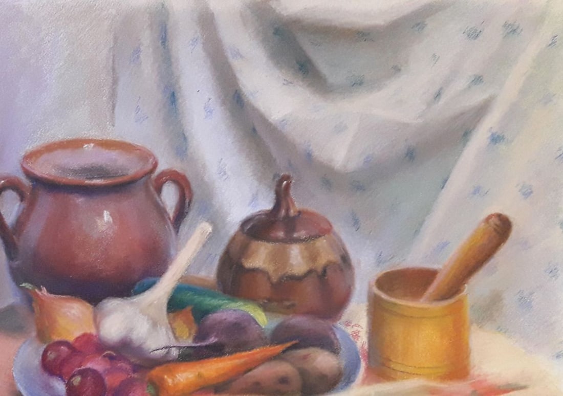 Pastel painting Grandma's treat Serdyuk Boris Petrovich - 4