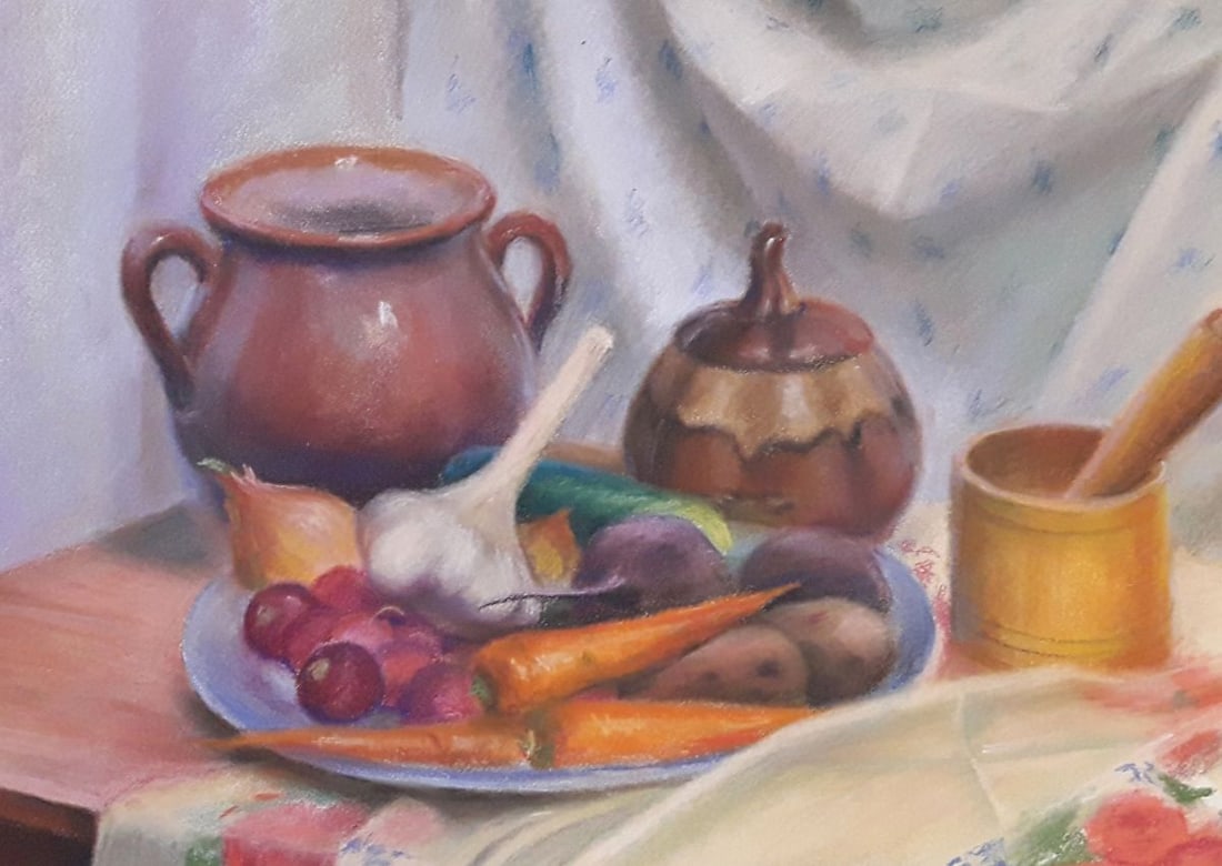 Pastel painting Grandma's treat Serdyuk Boris Petrovich - 6