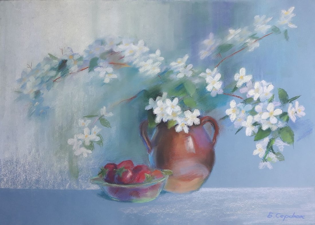 Oil painting Jasmine Serdyuk Boris Petrovich: Title: Oil painting Jasmine Serdyuk Boris Petrovich Description: NoSERB 280 * TITLE: "Jasmine" * ARTISTS: Serdyuk Boris Petrovich * SIZE: 70x50 cm/'27.55x19.68 inches' * MEDIUM: watercolor, pastel