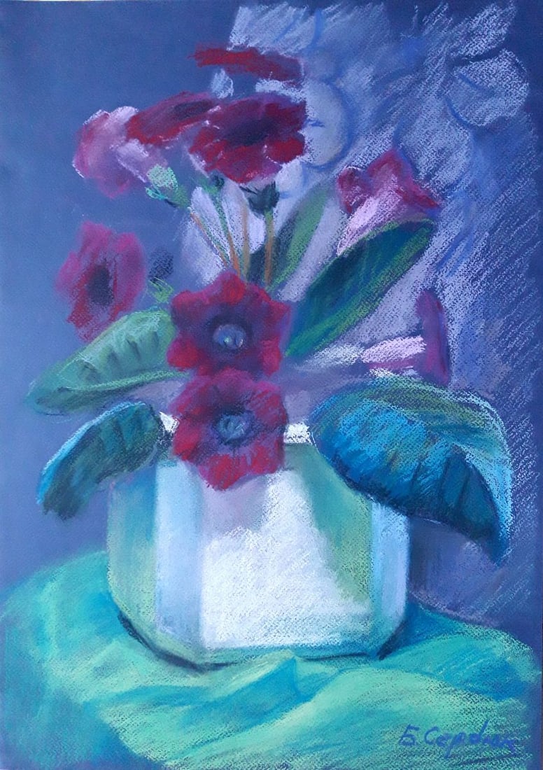 Pastel painting Gloxinia in a pot Serdyuk Boris Petrovich (1 of 5)